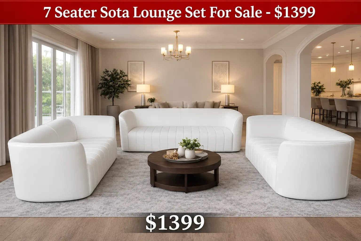 Ex-Display 3+2+1 Seater Faux Leather Sofa Set