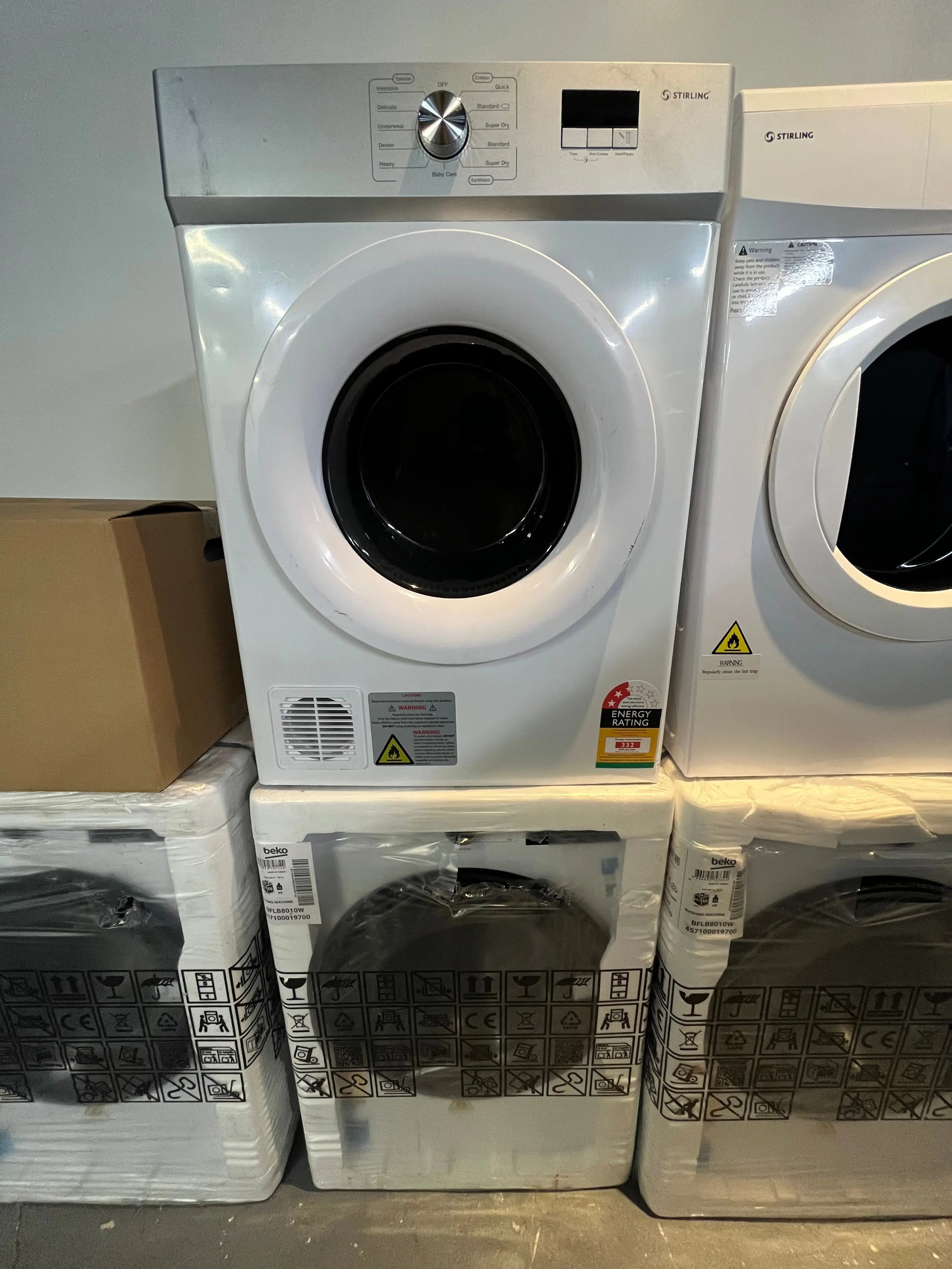 Factory Second Beko Front Load Washer BFLB8010W + Refurbished Stirling STR‑VD8W 8kg Dryer Combo – Powerful Laundry Pair | ALEXANDRIA