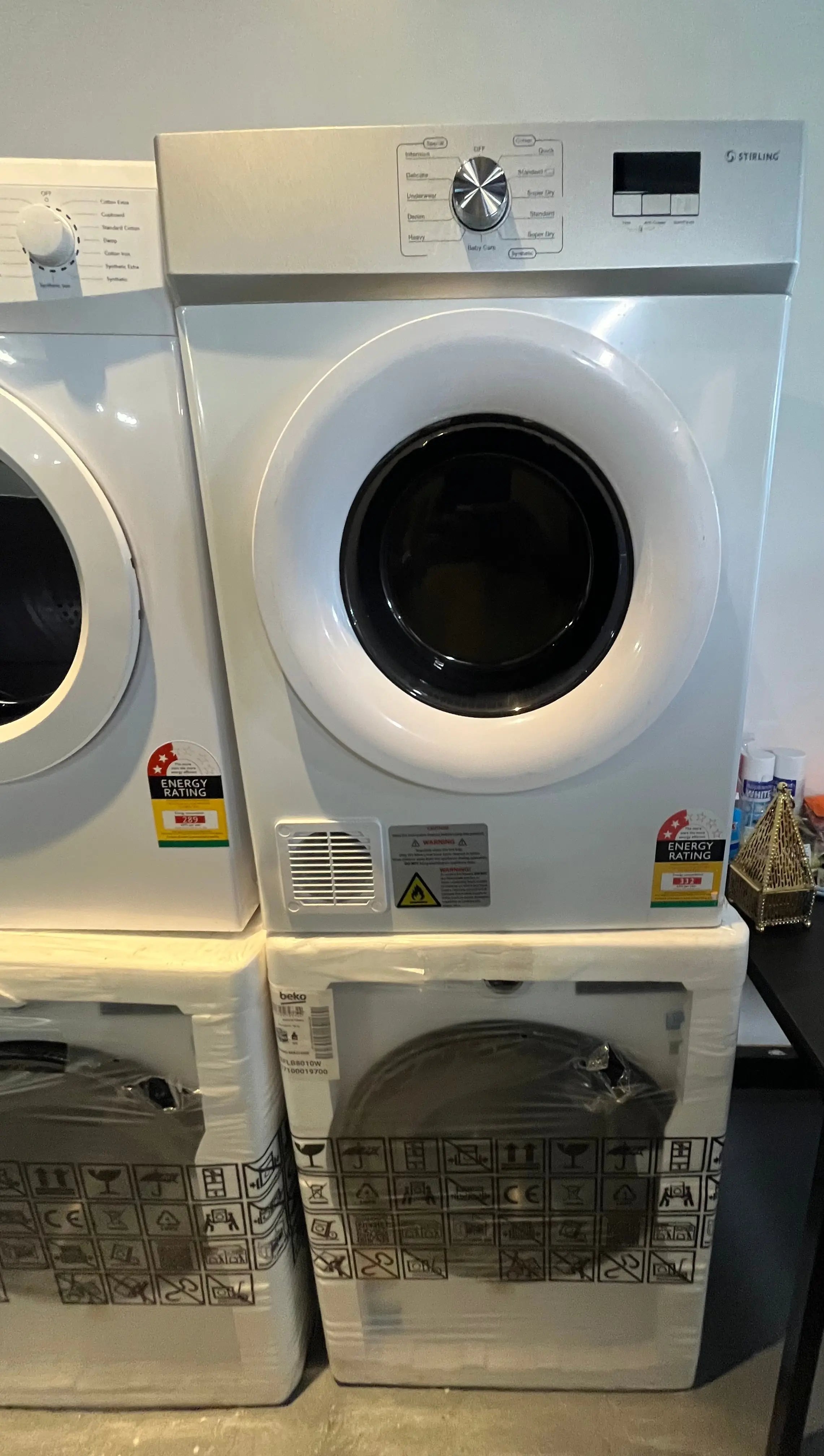Factory Second Beko Front Load Washer BFLB8010W + Refurbished Stirling STR‑VD8W 8kg Dryer Combo – Powerful Laundry Pair | ALEXANDRIA