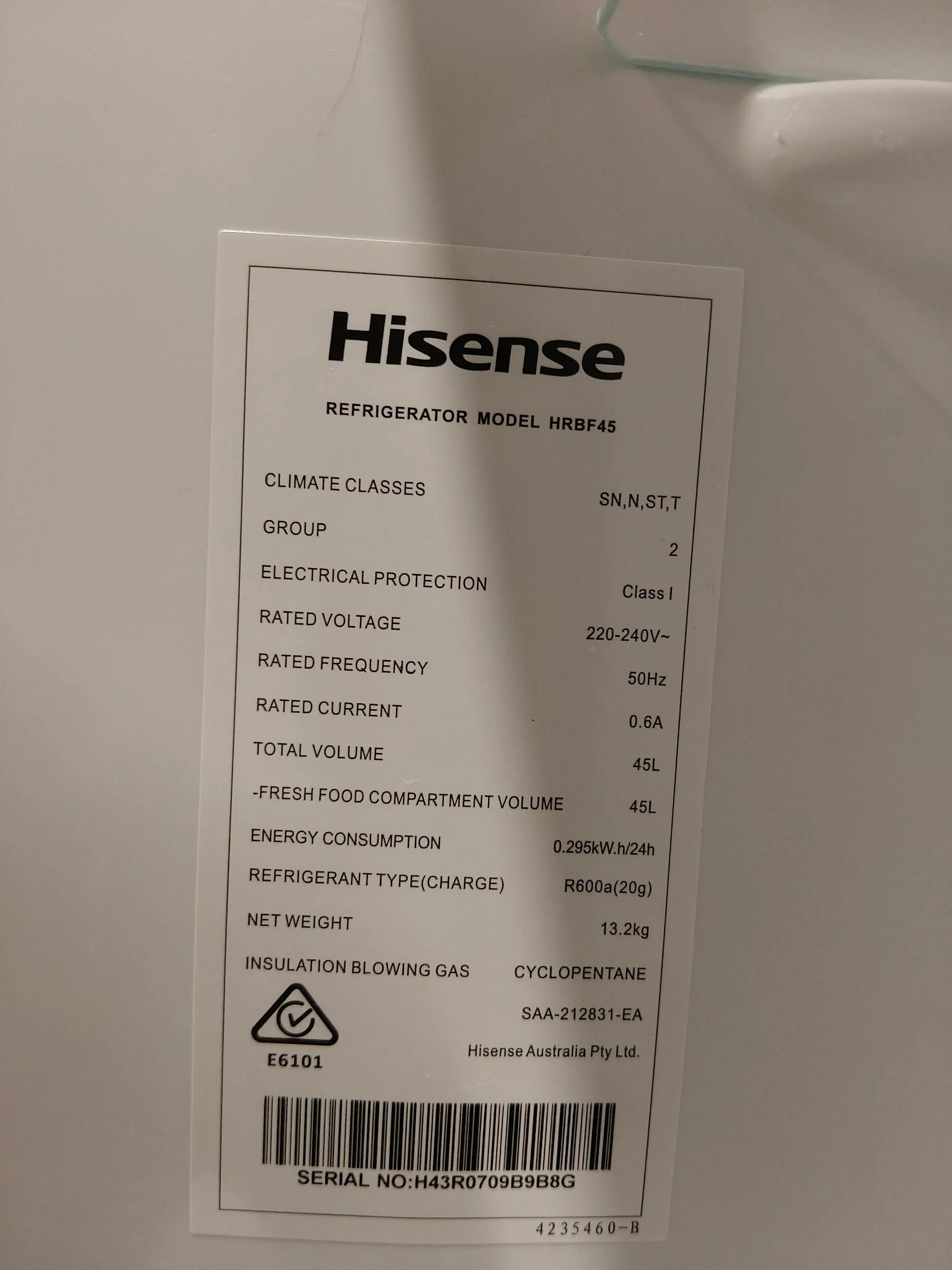 Factory Second Hisense Fridge Freezer 45 liters | SYDNEY