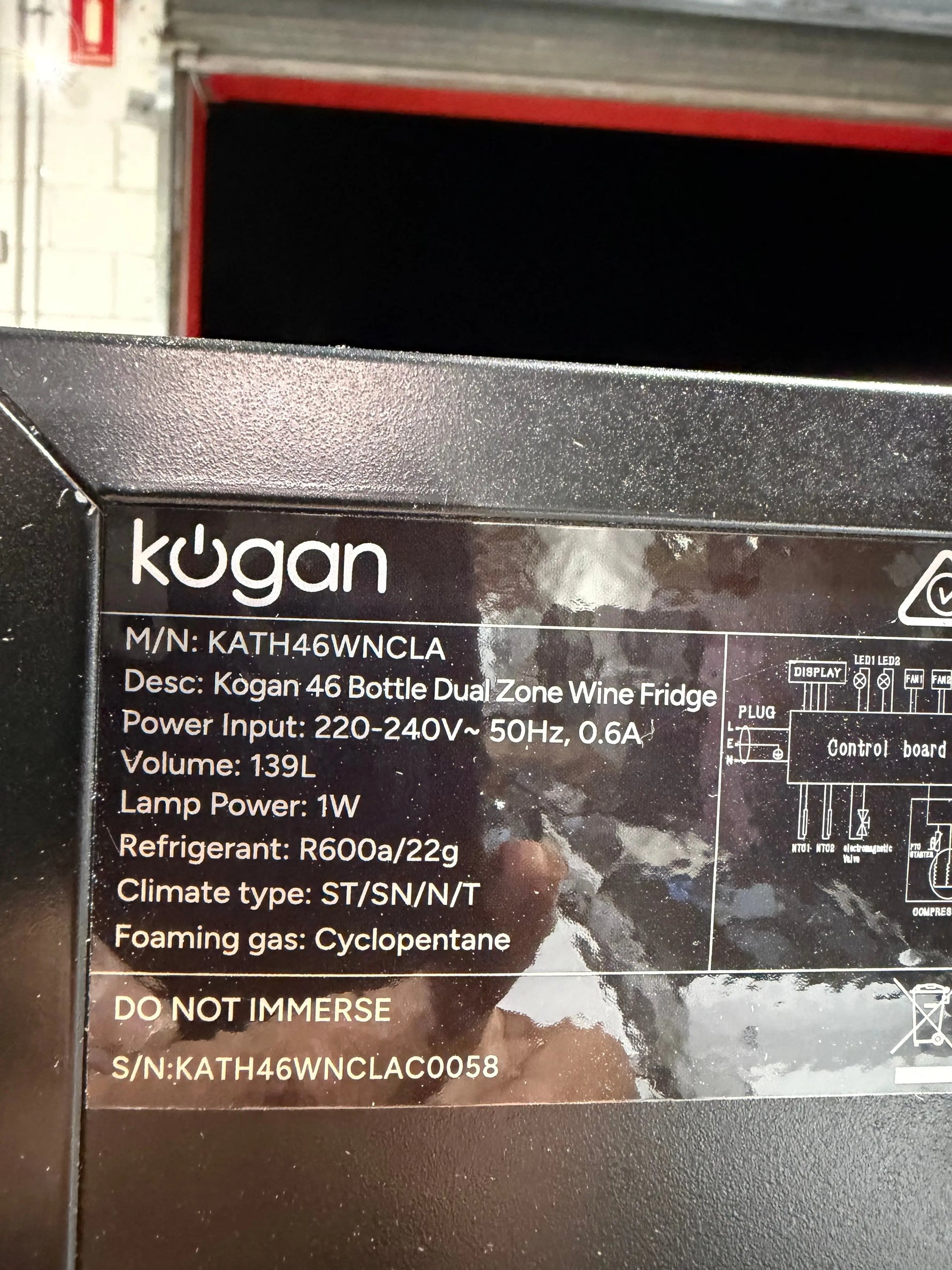 Factory Second Kogan 46 bottles wine fridge | ALEXANDRIA