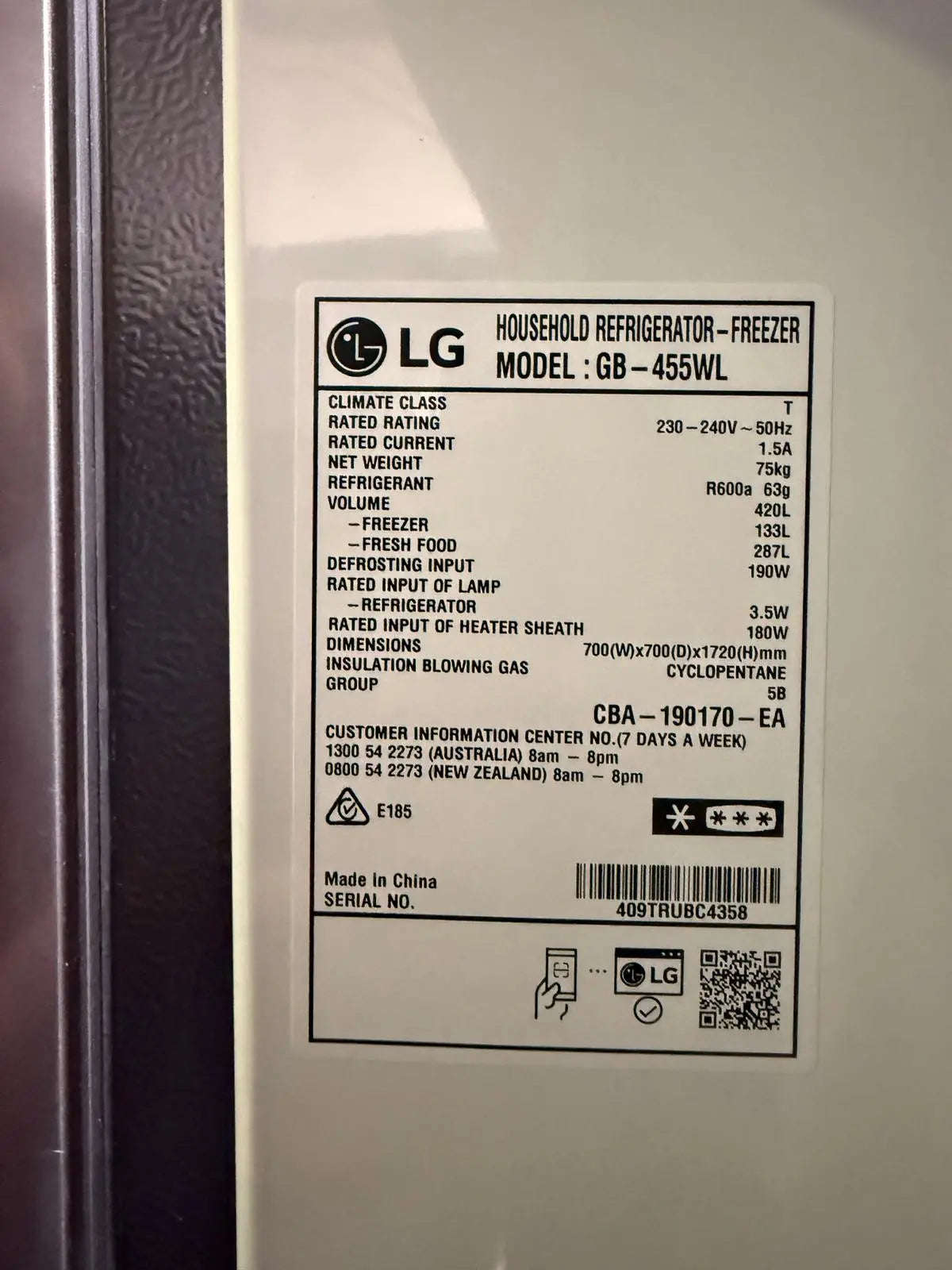 Factory Second LG 420L Bottom Mount Fridge Freezer | BRISBANE