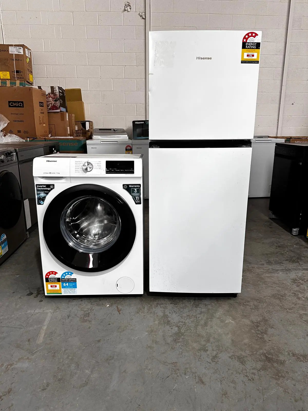 Factory Second / Near New Combo – Hisense 205L Top Mount Fridge + 7.5KG Front Load Washer | ADELAIDE