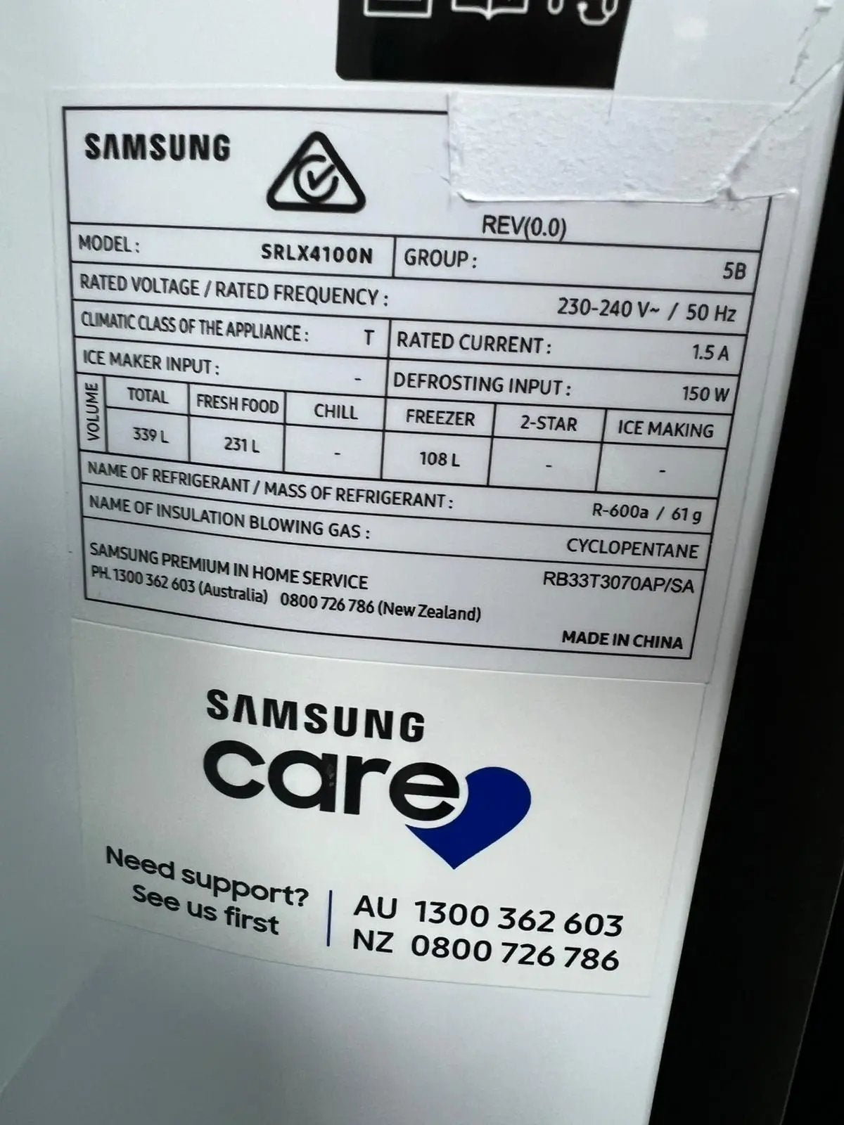 Factory Second Samsung 339L Fridge Freezer & Chiq 8kg Washing Machine Combo | ADELAIDE