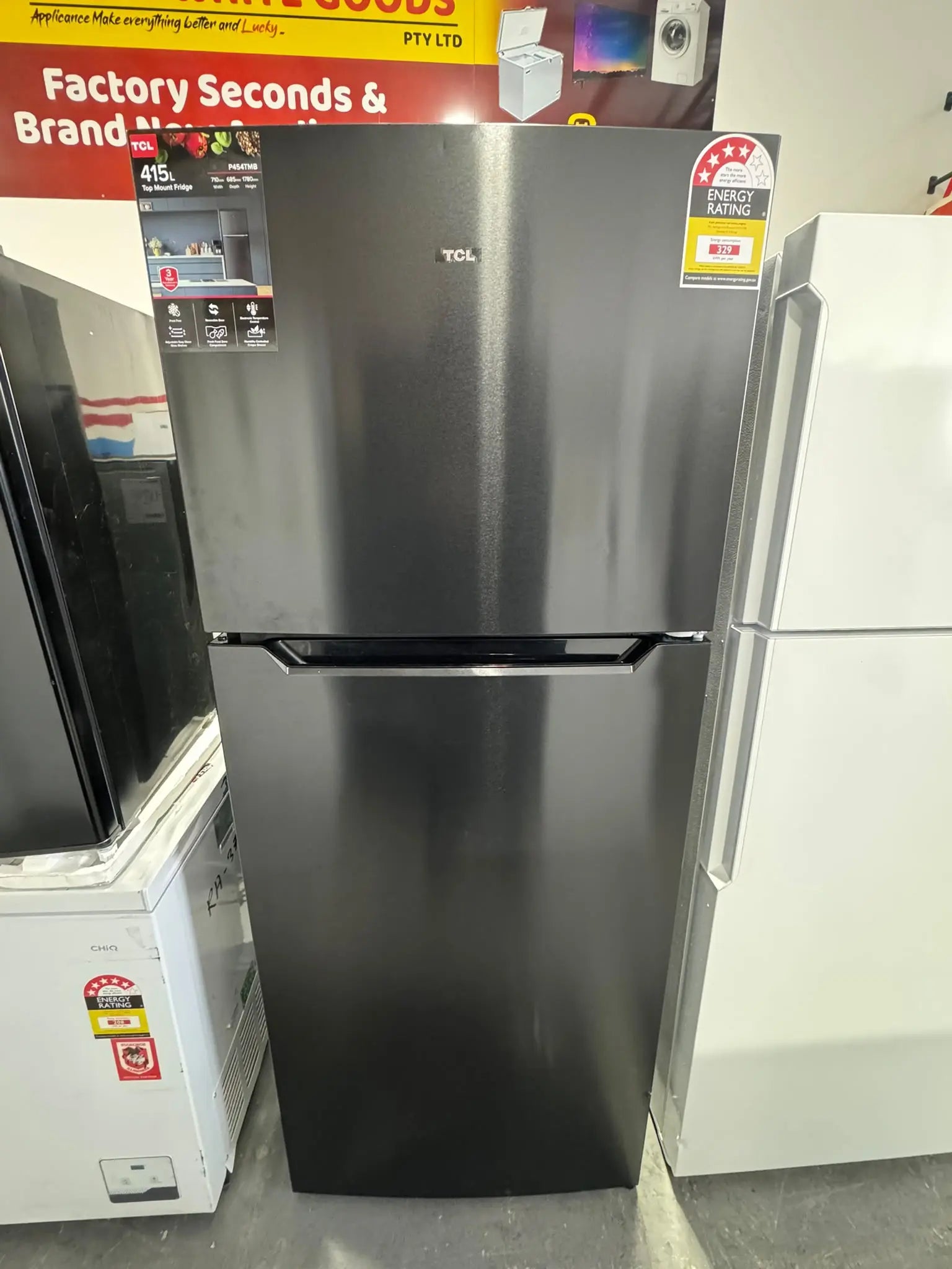 Factory Second TCL 415L Fridge Freezer P454TMB | PERTH