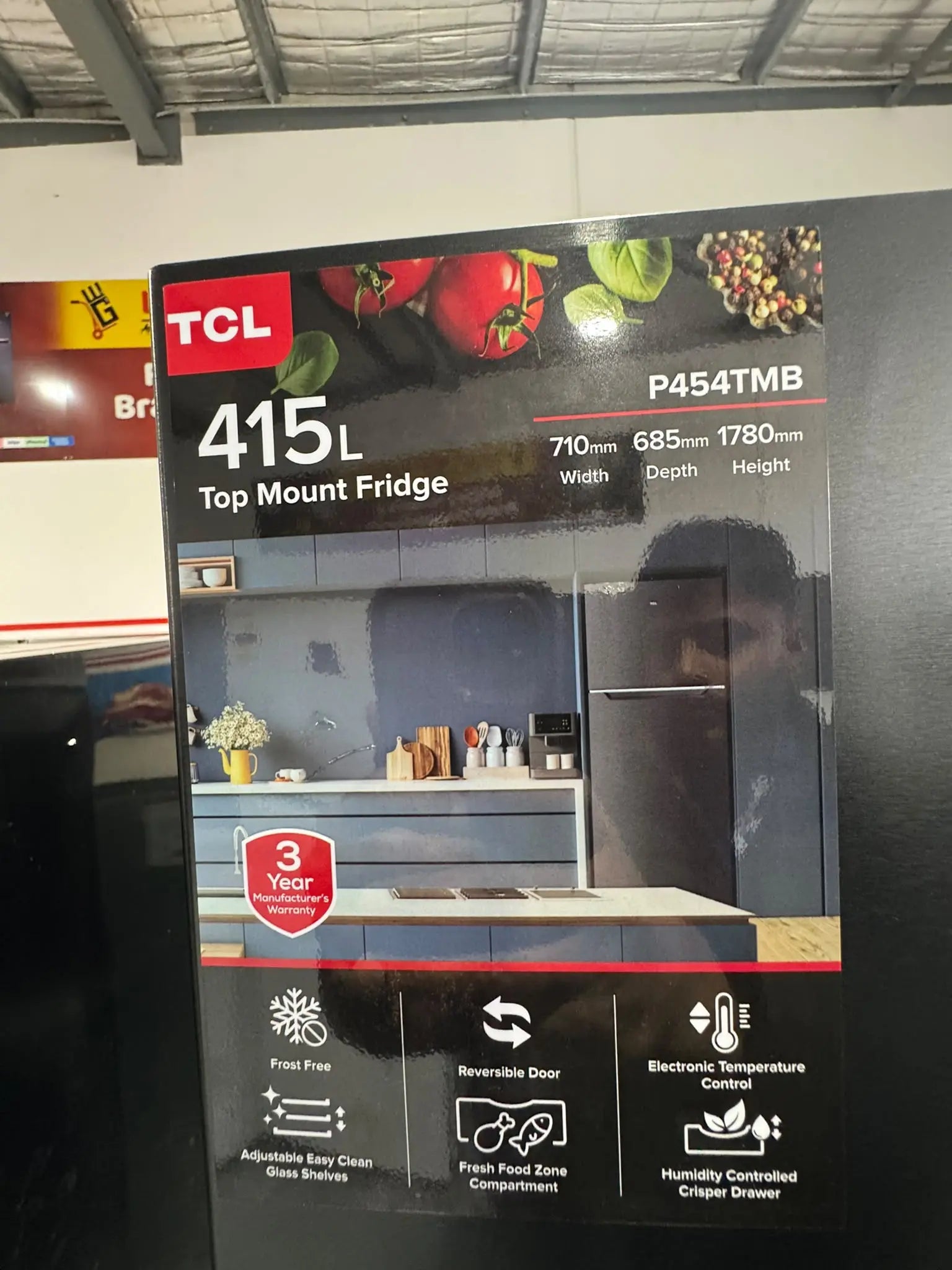 Factory Second TCL 415L Fridge Freezer P454TMB | PERTH