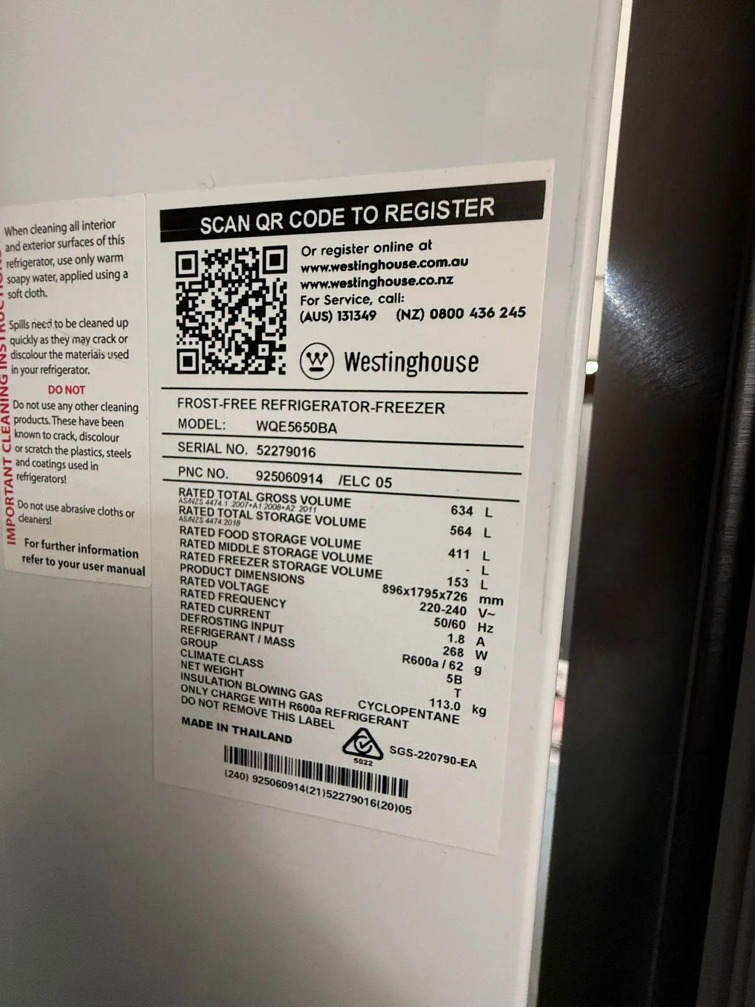 Factory Second Westinghouse 564 French Door Fridge Freezer | ADELAIDE