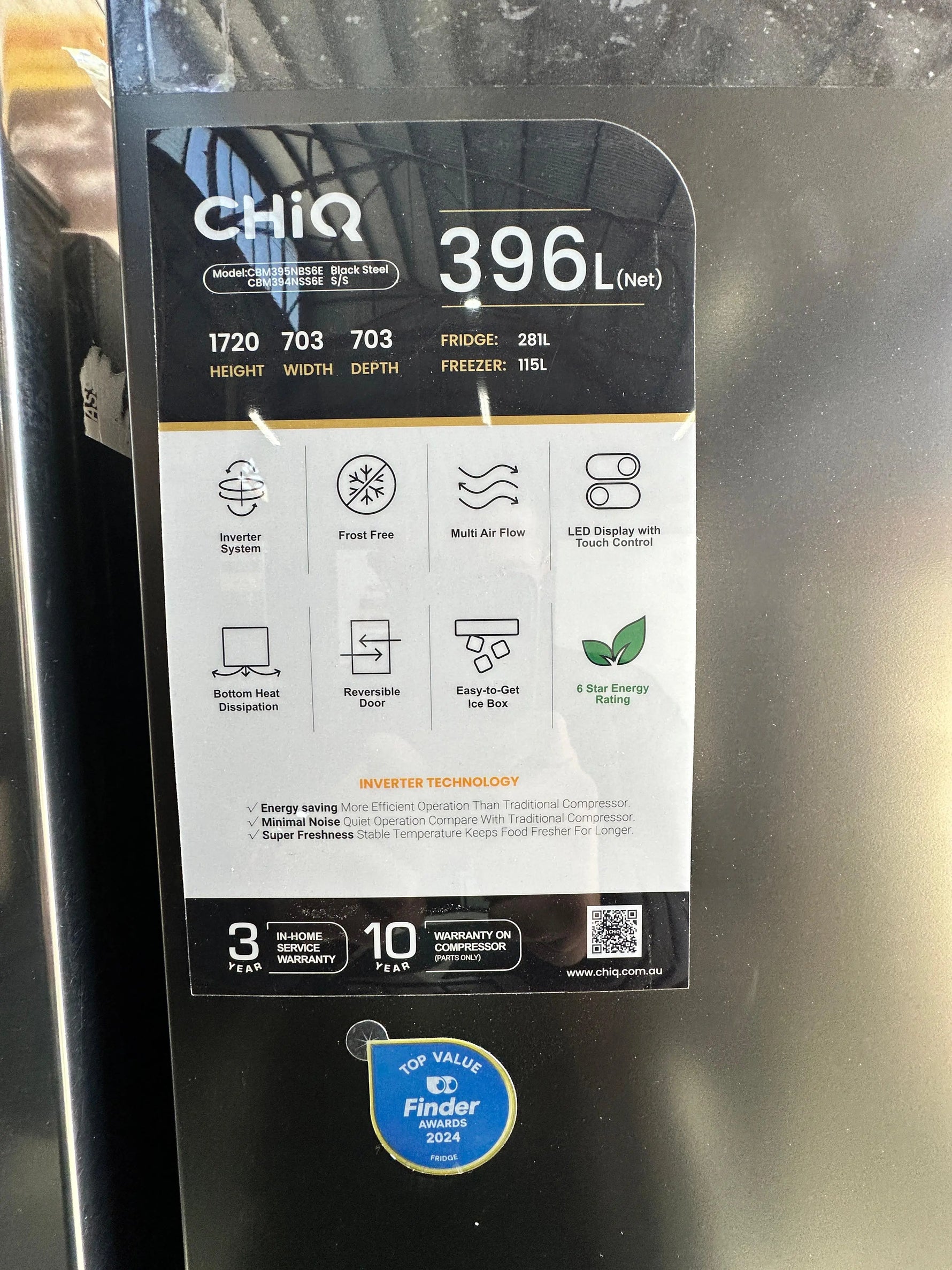 Factory Seconds CHiQ 396L Bottom Mount Fridge Freezer | ADELAIDE