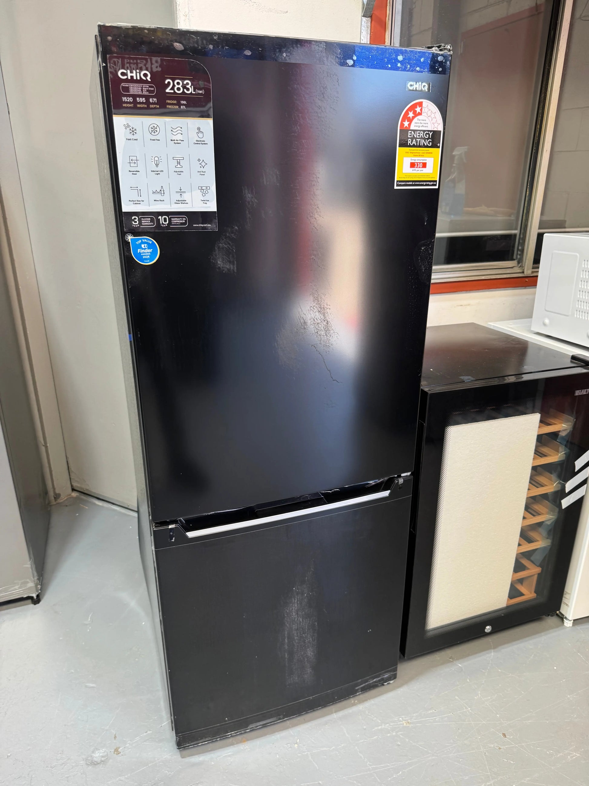 Factory Seconds CHiQ CBM280NB3 283L Bottom Mount Fridge (Black) | SYDNEY