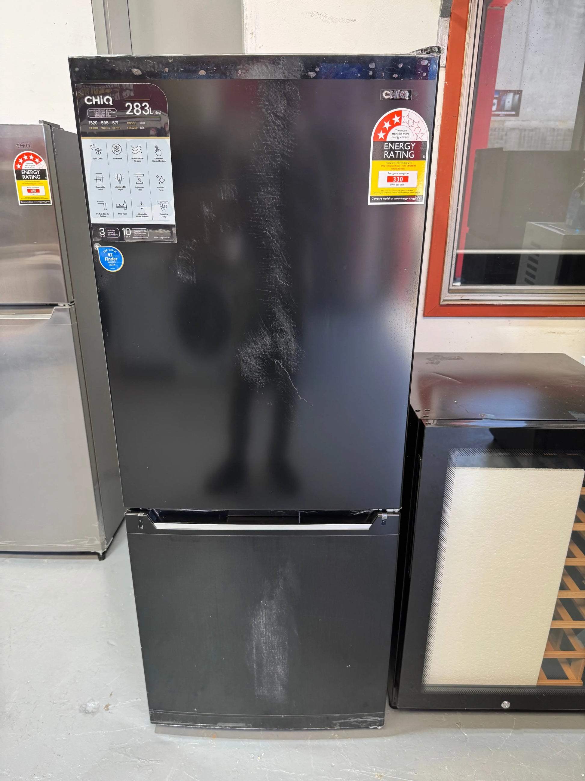 Factory Seconds CHiQ CBM280NB3 283L Bottom Mount Fridge (Black) | SYDNEY