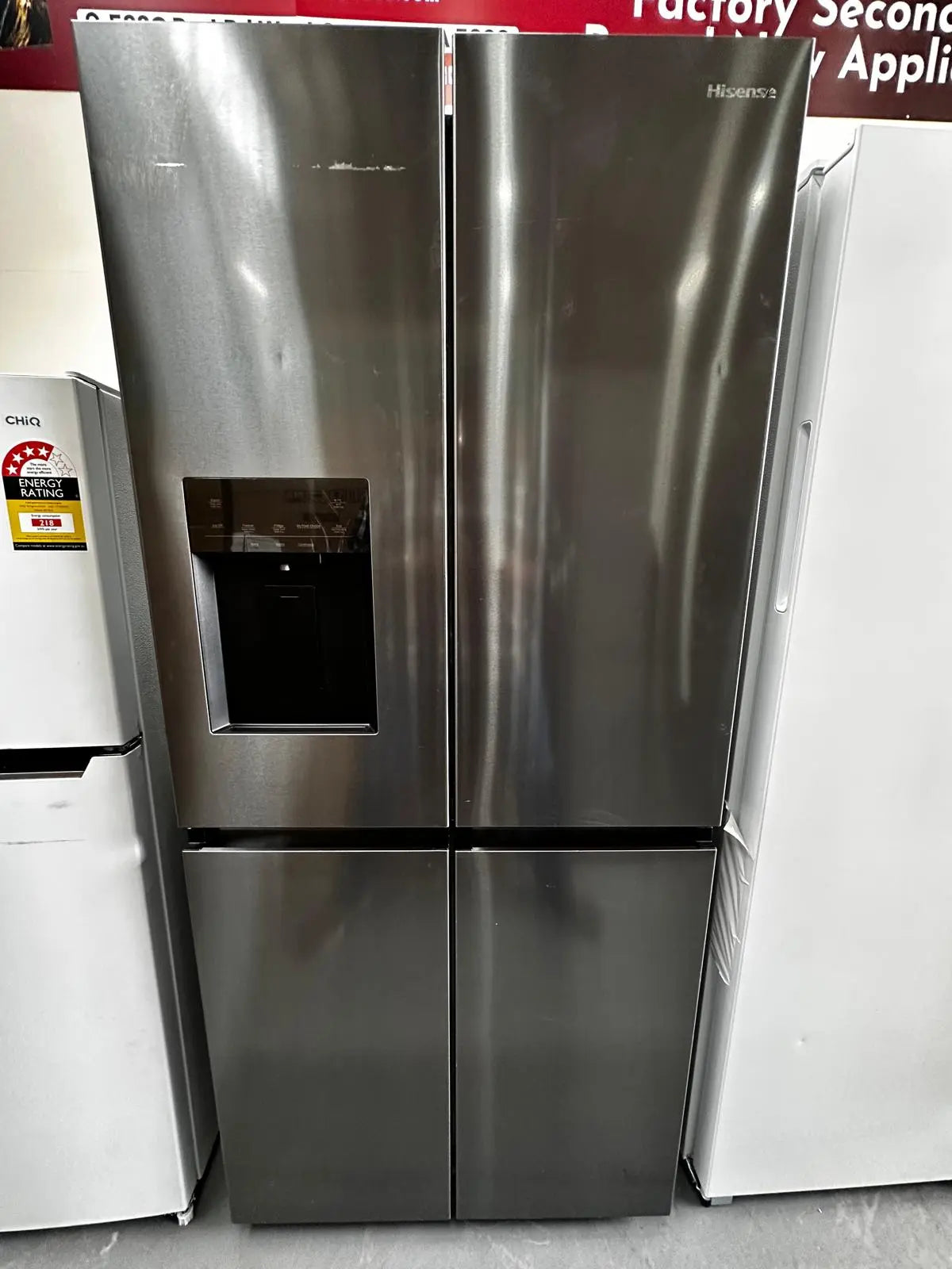 Factory Seconds Hisense 483L Quad Door Fridge Freezer HRCD483TBW | ADELAIDE
