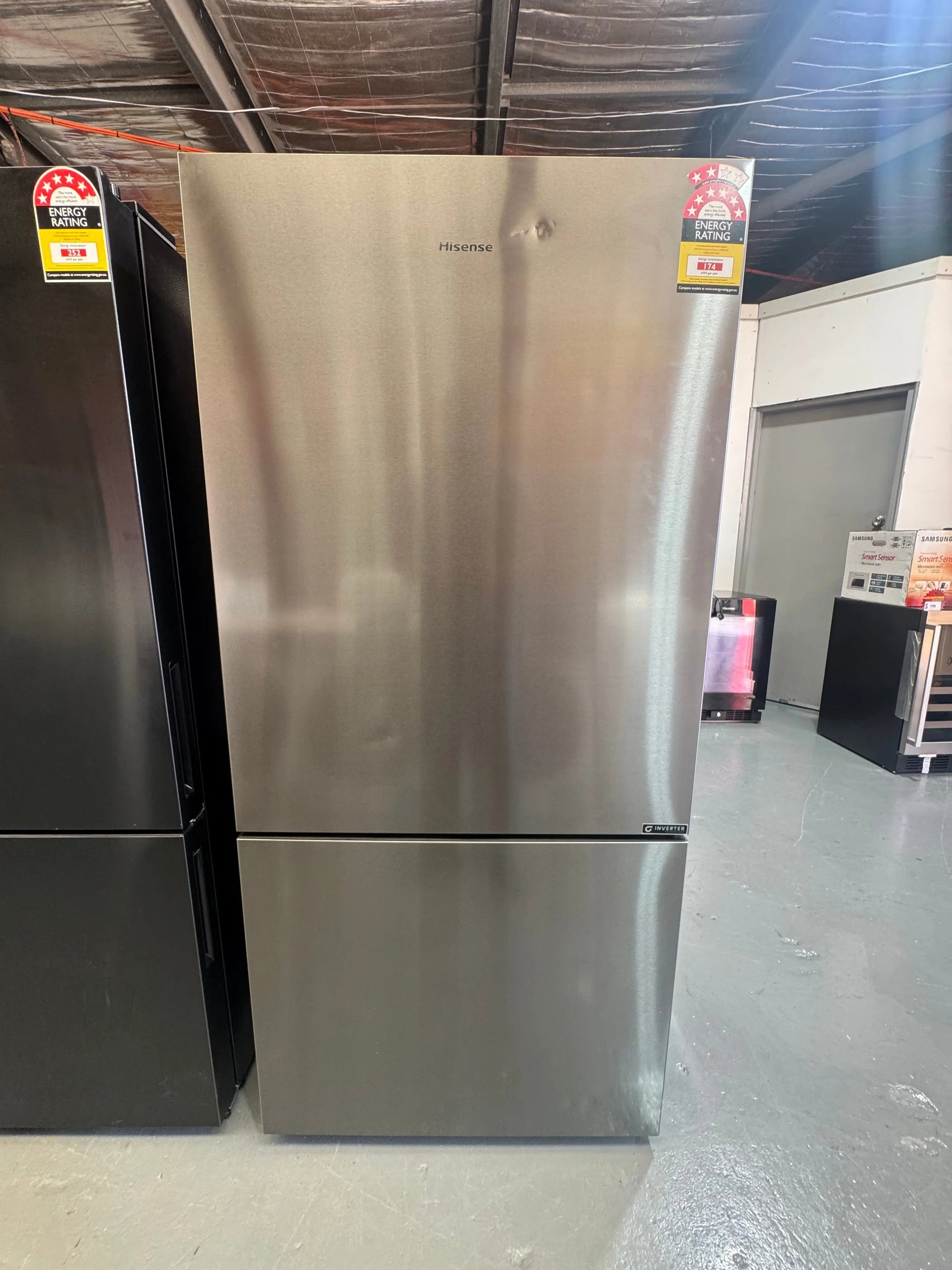 Factory Seconds Hisense 503L EcoVision Bottom Mount Fridge Dark Stainless Steel HRBM503E | SYDNEY