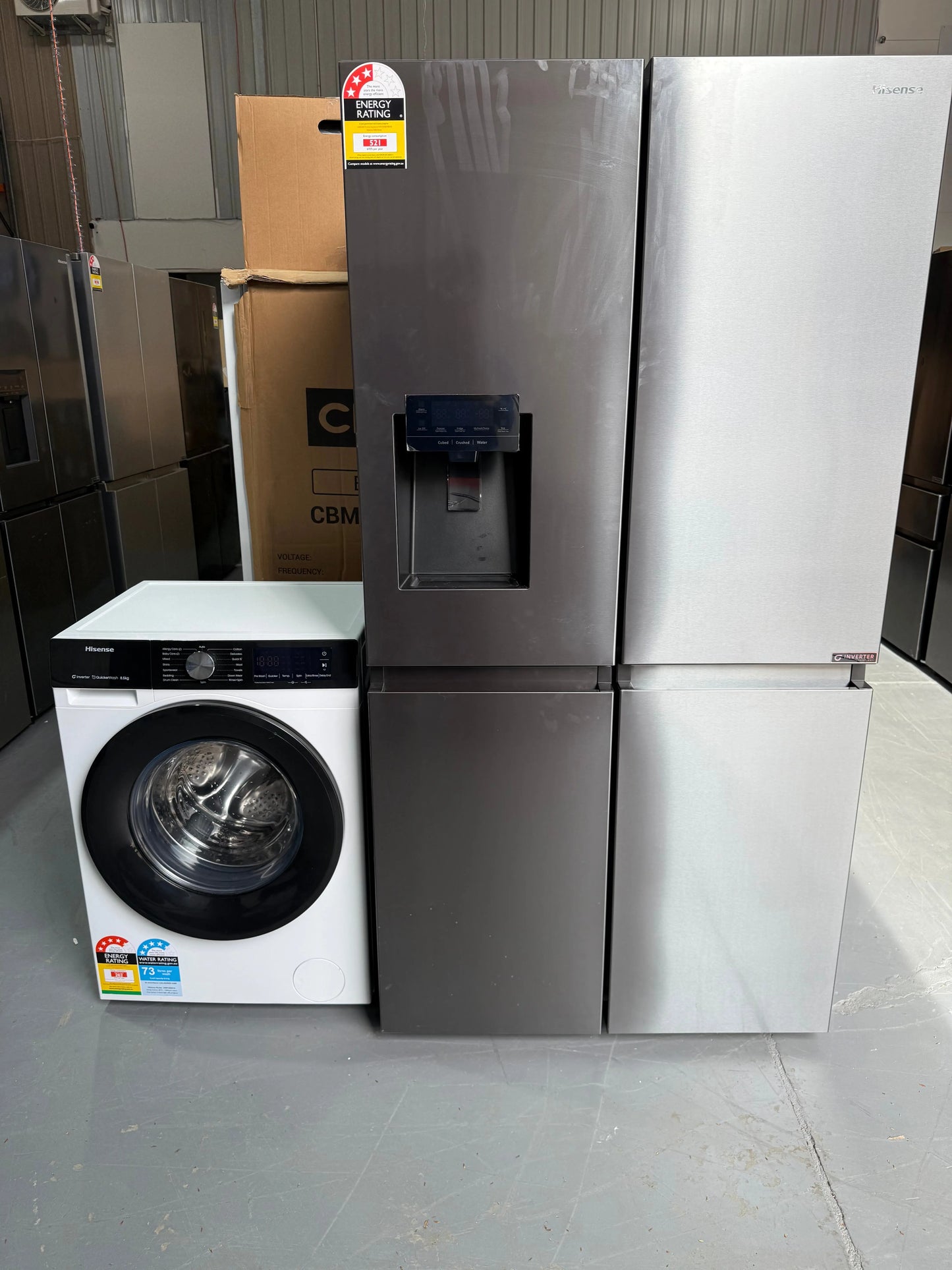 Factory Seconds Hisense 585 Litres Fridge Freezer and Hisense 8.5 kgs Washing Machine | ADELAIDE