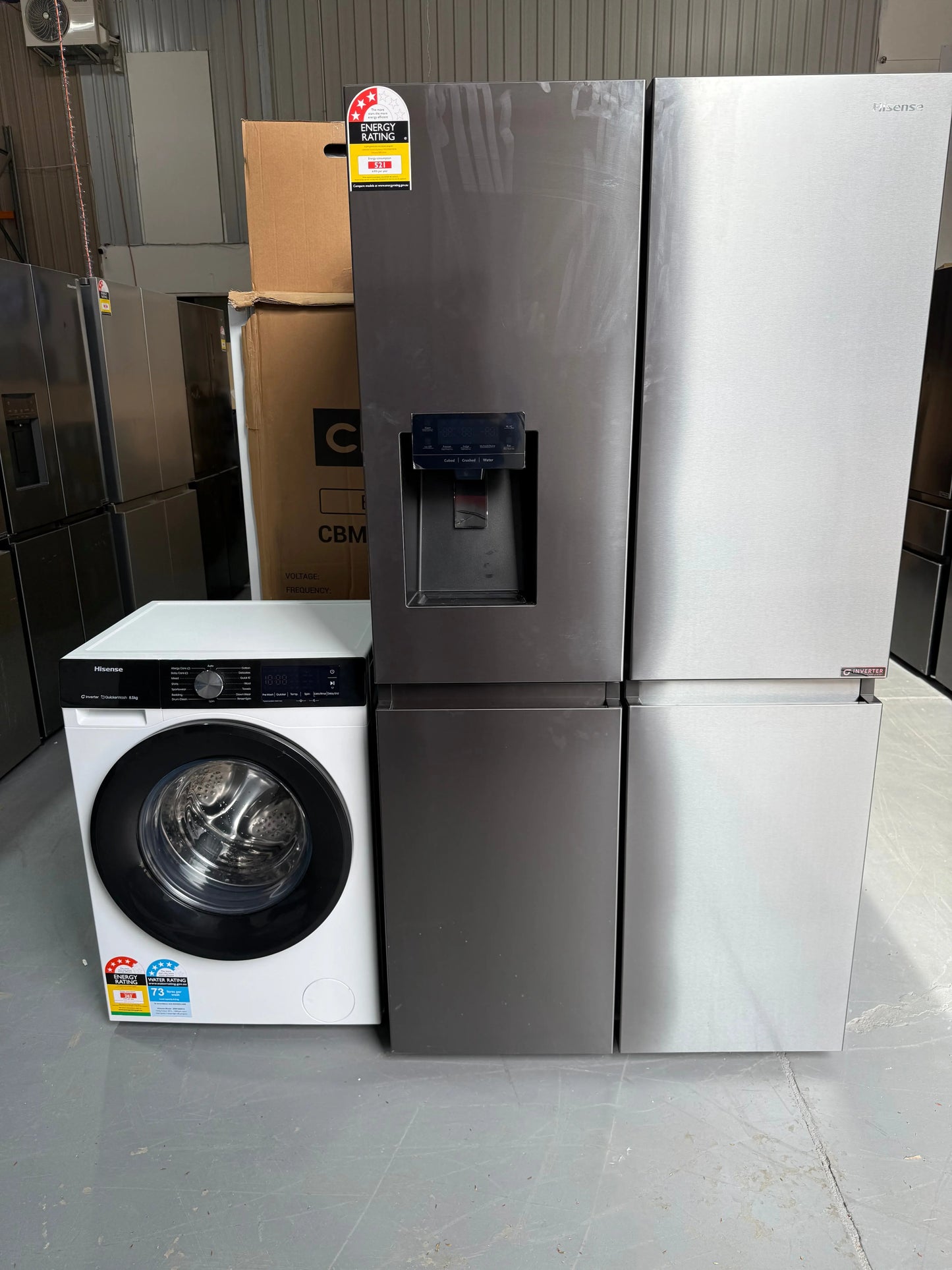 Factory Seconds Hisense 585 Litres Fridge Freezer and Hisense 8.5 kgs Washing Machine | ADELAIDE