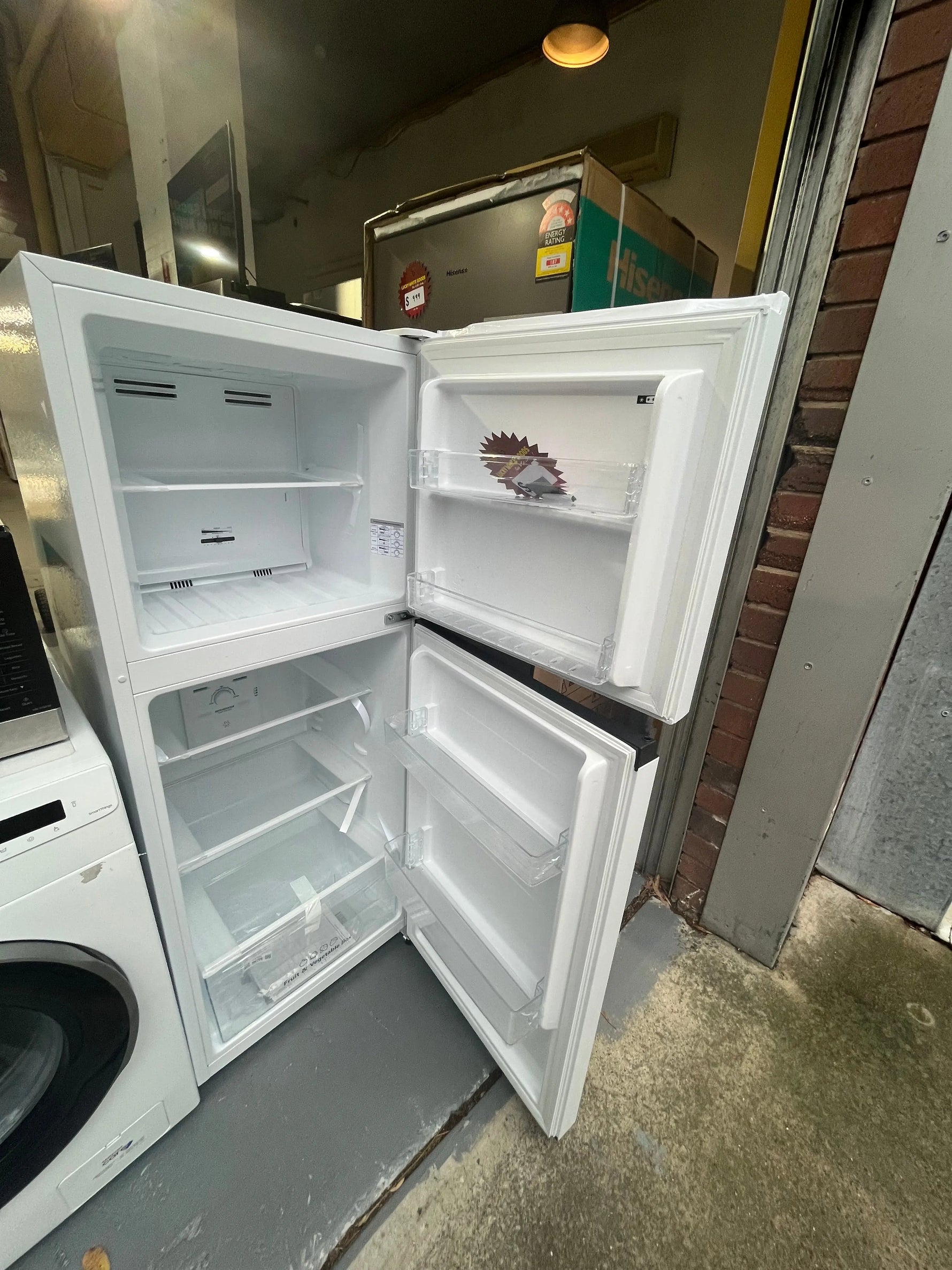 Factory Seconds Hisense Refrigerator/Freezer HRTF206 + Panasonic Microwave NN-ST665B And Refurbished Samsung 9kg Washer | Lucky white goods