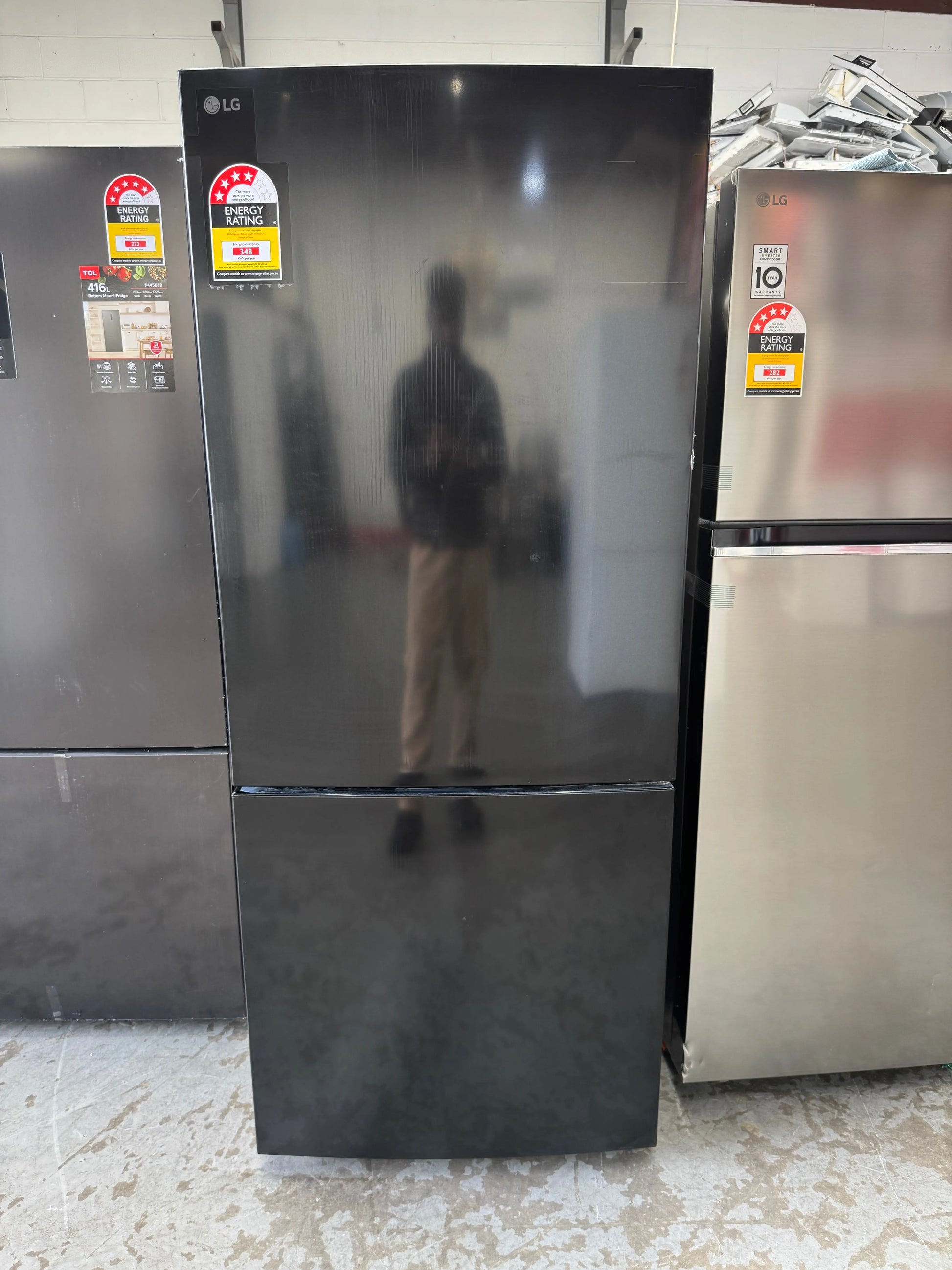 Factory Seconds LG GB-455BLE 420L Bottom Mount Fridge (Black) | SYDNEY