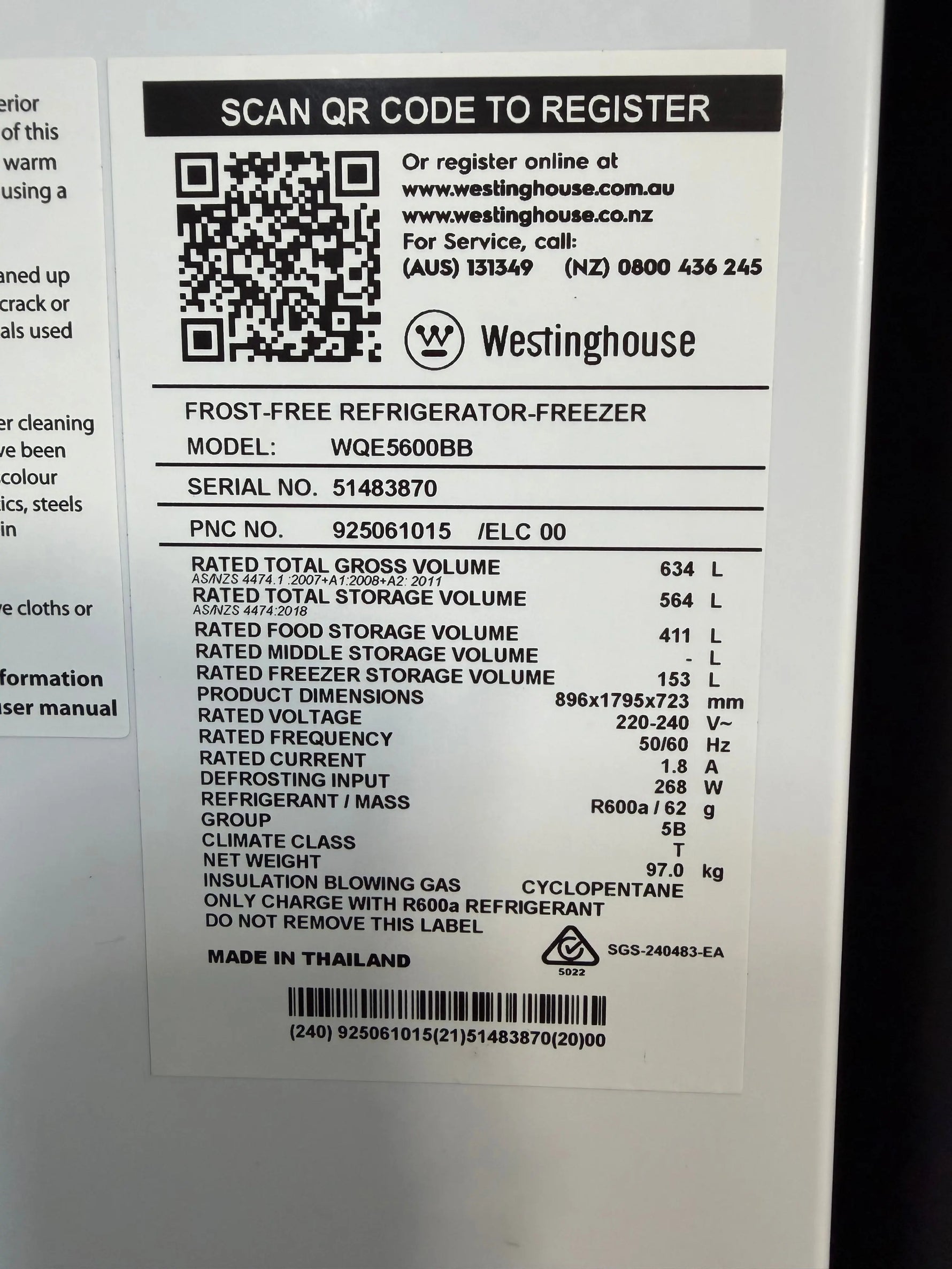 Factory Seconds Westinghouse 564L Quad Door Fridge & 7kg Top Load Washer Combo – WQE5600BB + WWT7084J5WA | BRISBANE
