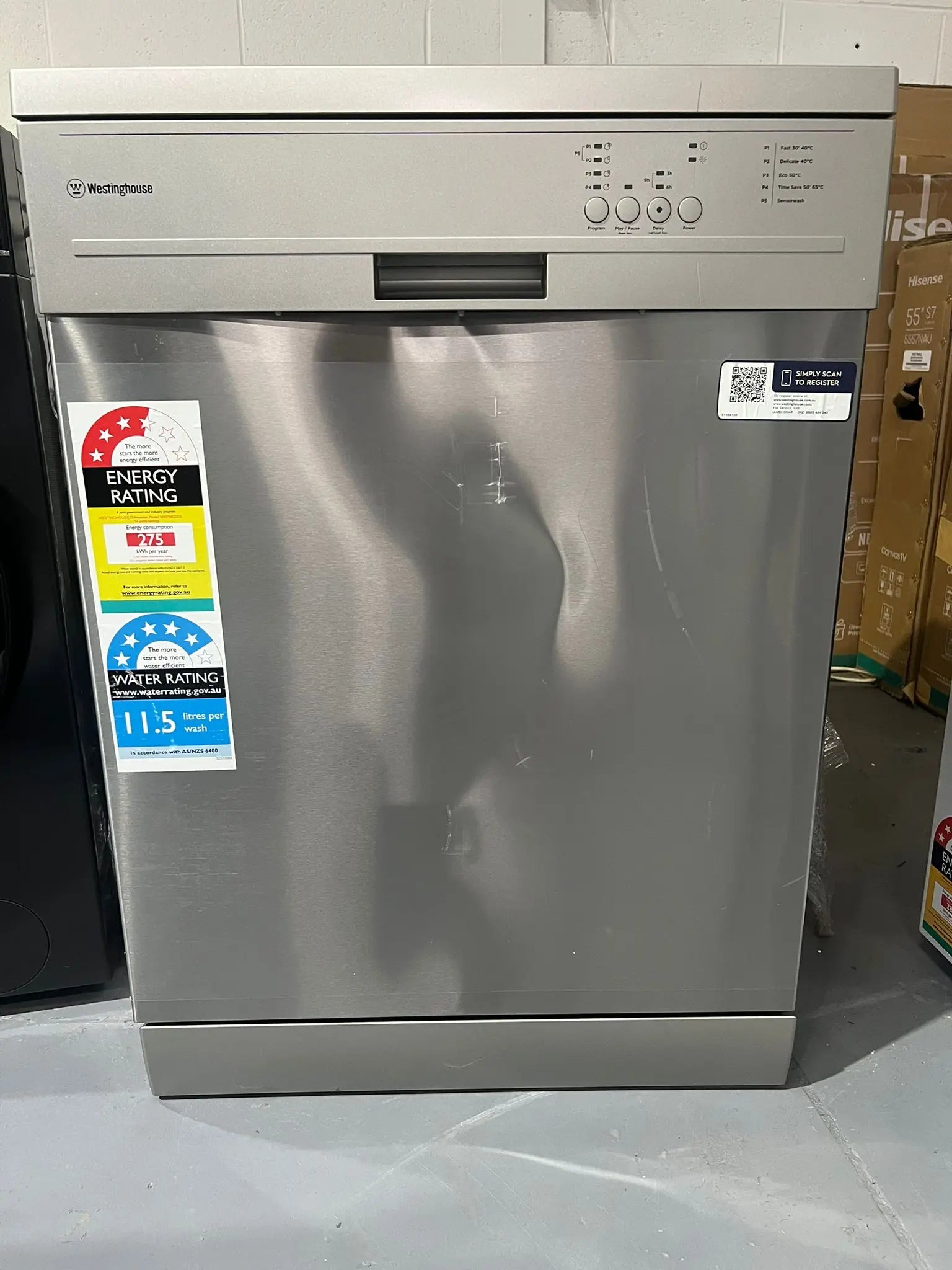Factory Seconds Westinghouse 60 cm Stainless Steel Freestanding Dishwasher – WSF6602XC | ADELAIDE