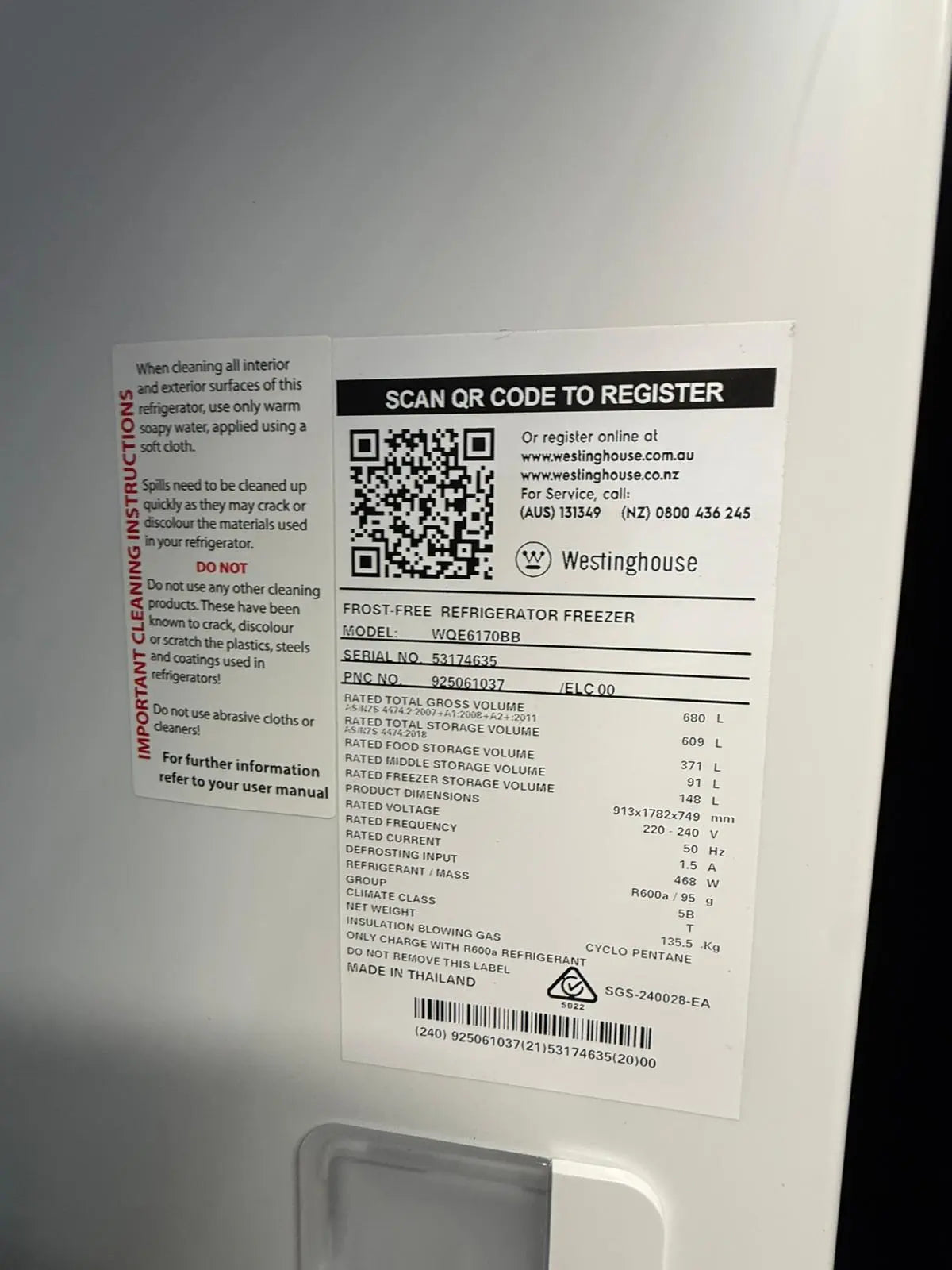 Factory Seconds Westinghouse 609L Quad Door Fridge – WQE6170BB | MELBOURNE