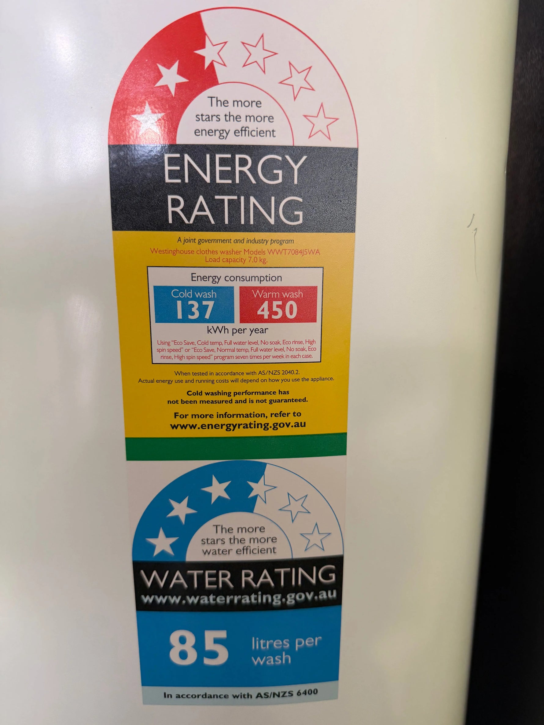 Factory Seconds Westinghouse Fridge & Washer Combo – 425L Bottom Mount Fridge + 7kg Top Load Washer (WBE4302WC + WWT7084J5WA) | BRISBANE
