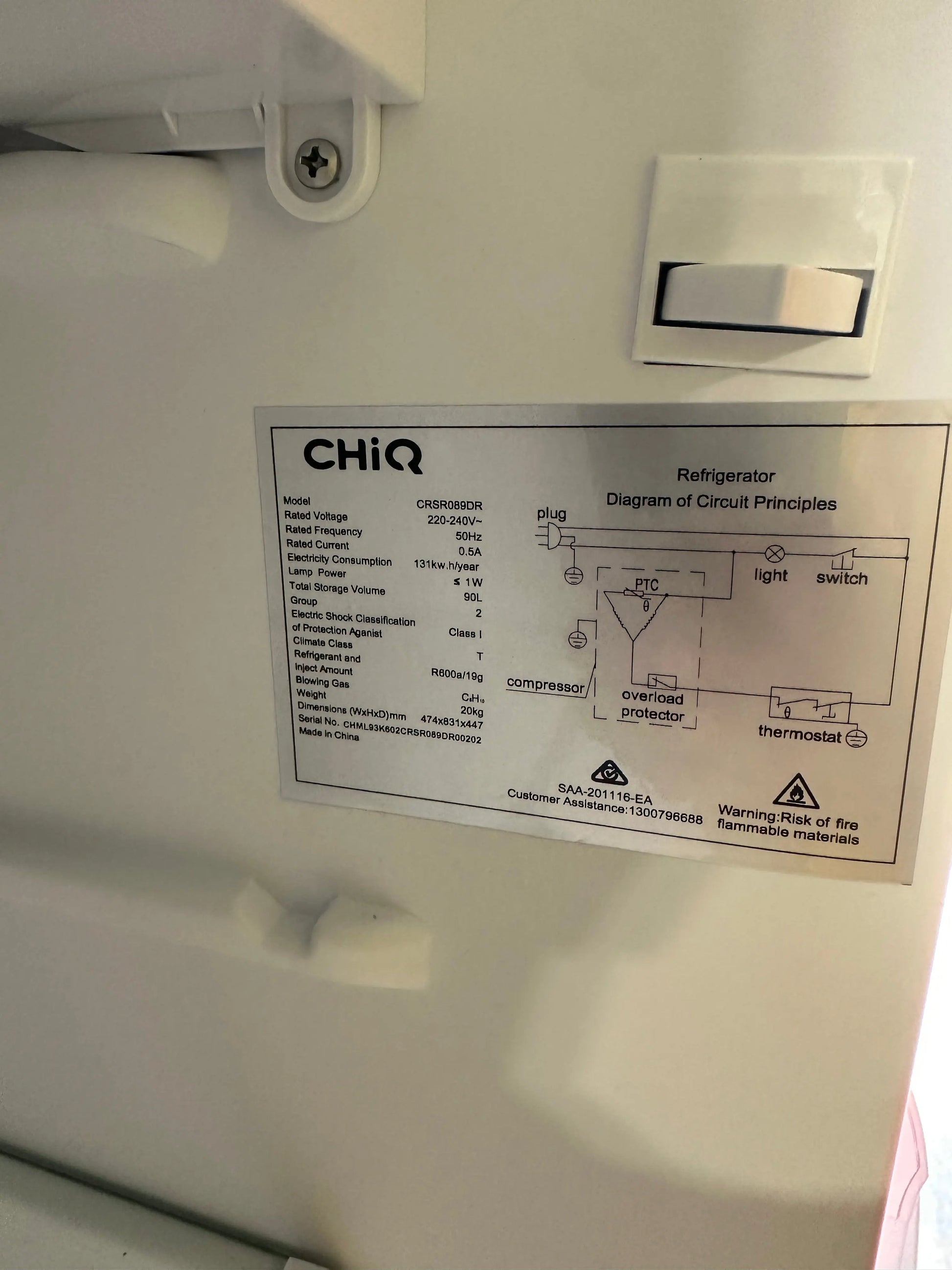 Factory second Chiq bar fridge 90L | BRISBANE