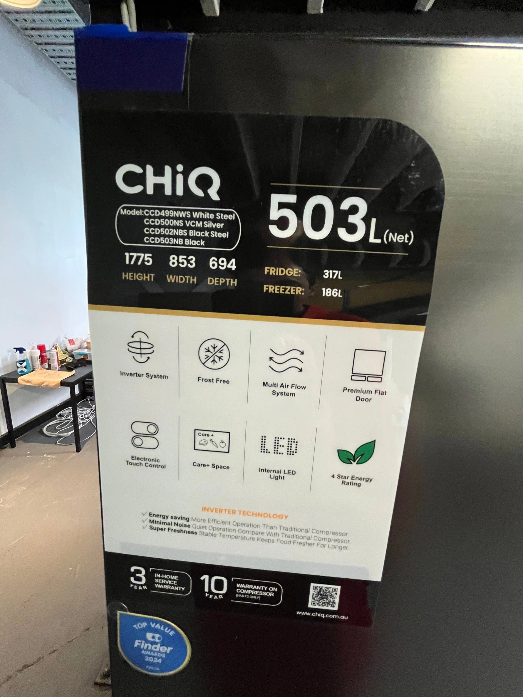 Factory second Combo Chiq 503 Ltr Quad door fridge freezer & Chiq 8.5 kg Front loader washer | ALEXANDRIA