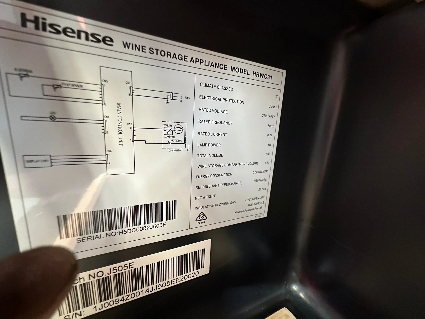 Factory second Hisense 31 bottle wine cooler | Lucky white goods