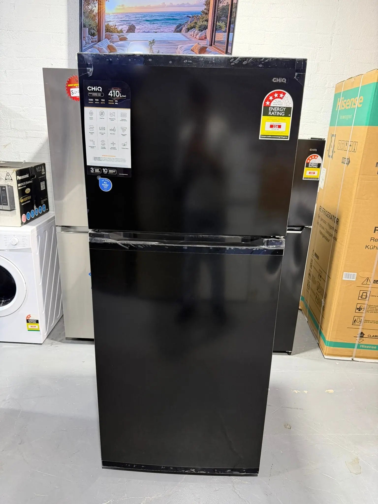 Factory seconds CHiQ 410L Top Mount Fridge CTM410NW4 – Frost Free, Inverter, White and black | ALEXANDRIA