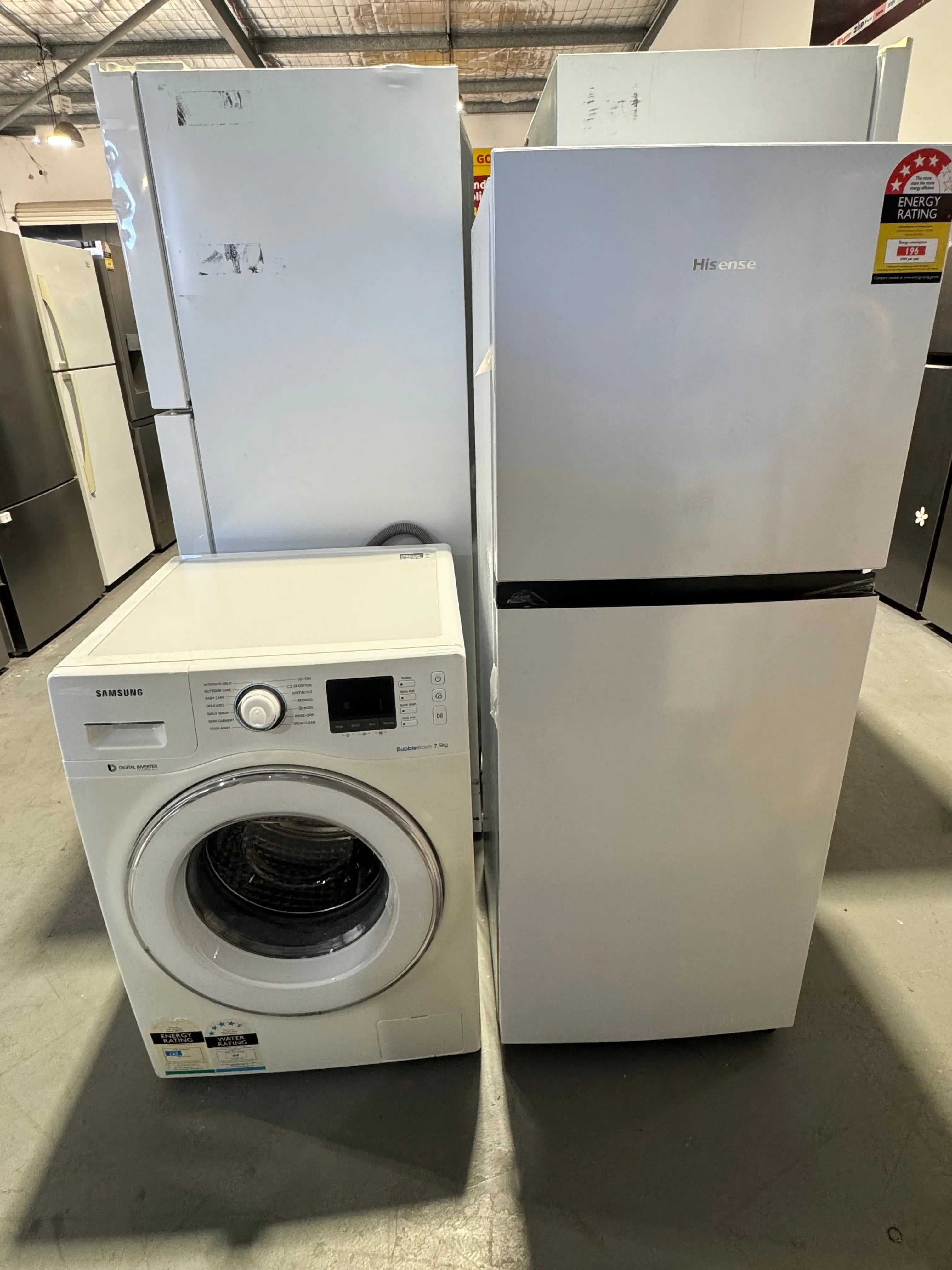 Factory seconds Hisense 205 litres fridge freezer and refurbished Samsung 7.5kg washing machine | PERTH