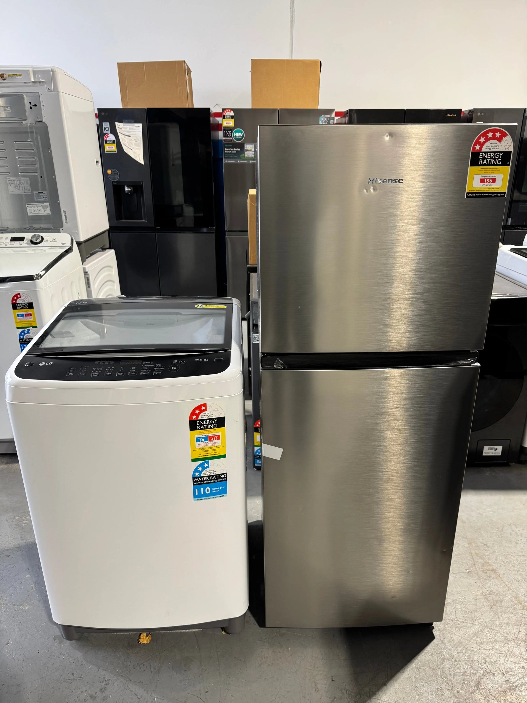 Factory seconds Hisense 205 litres fridge freezer factory seconds LG 7.5 kg washing machine | PERTH