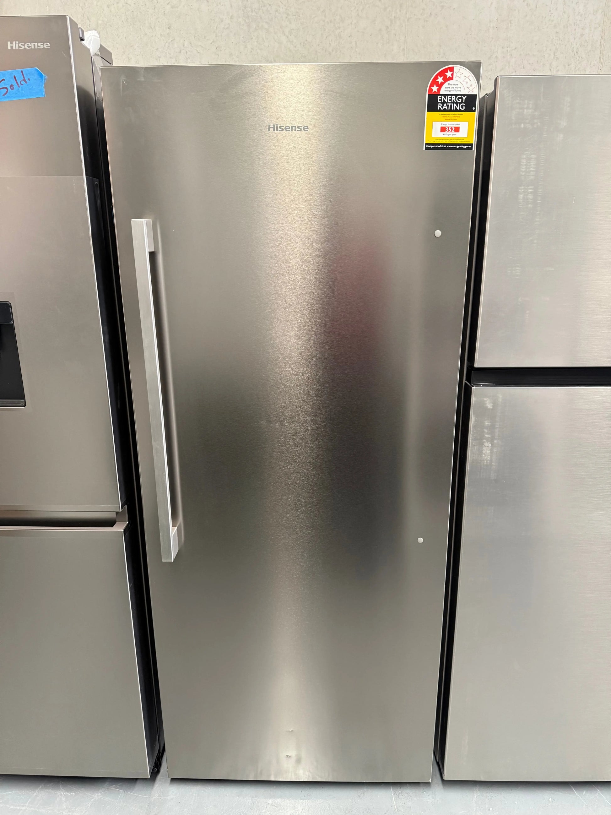 Factory seconds Hisense 384L Vertical Hybrid Fridge/Freezer | Stainless Steel HRVF384S | MELBOURNE