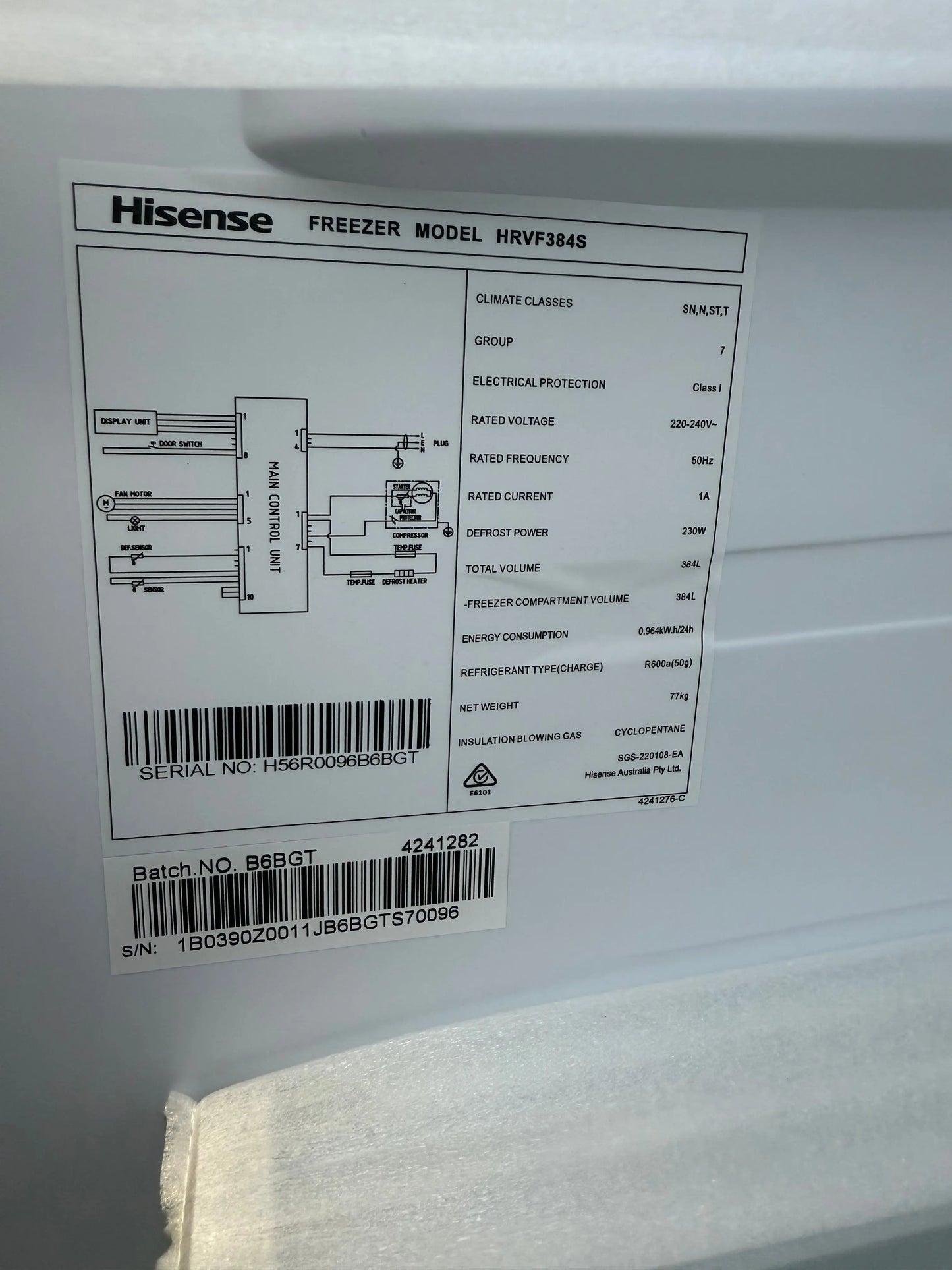Factory seconds Hisense 384L Vertical Hybrid Fridge/Freezer | Stainless Steel HRVF384S | MELBOURNE