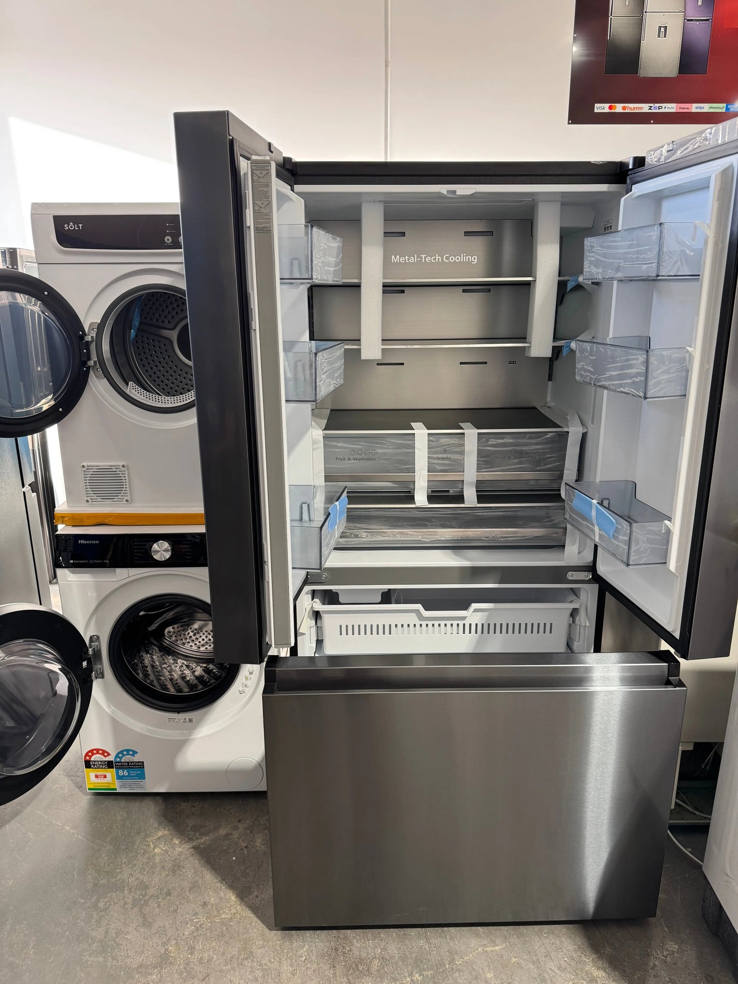 Factory seconds Hisense 634 litres fridge freezer, refurbished Hisense 10kg washing machine and Solt 7kg vented dryer | PERTH