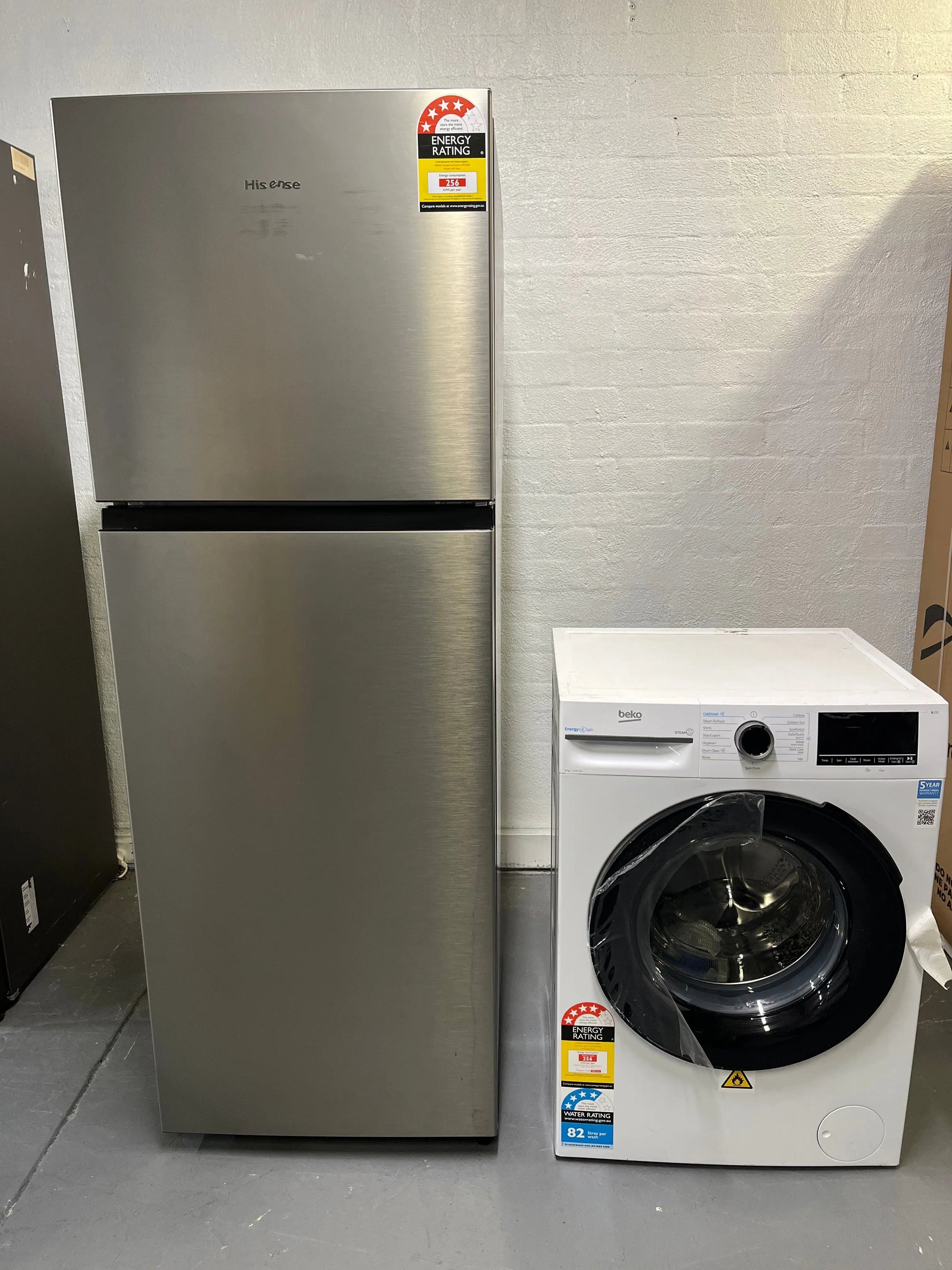 Factory seconds Hisense HRTF325S 326L Top Mount Fridge + Beko BFLB8010W 8kg Front Load Washing Machine Combo | ALEXANDRIA