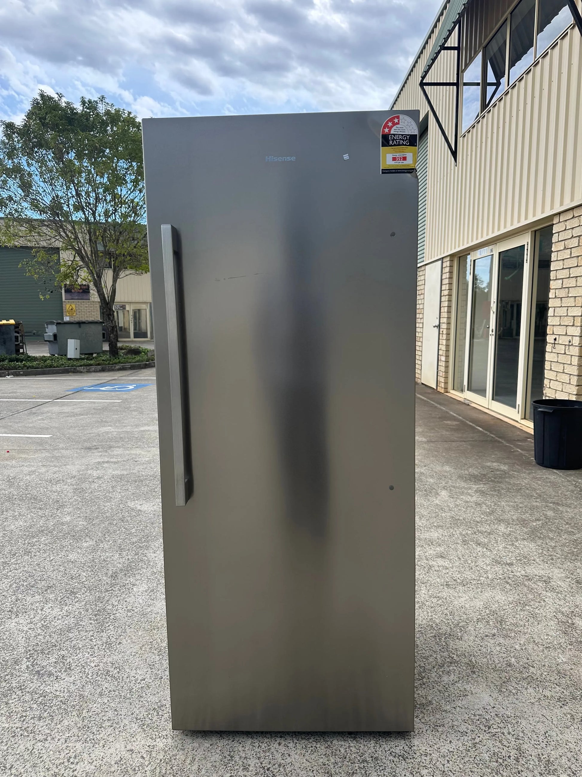 Factory  seconds Hisense HRVF384S 384L Single Door Fridge or Freezer Hybrid (Brushed Steel) | BRISBANE