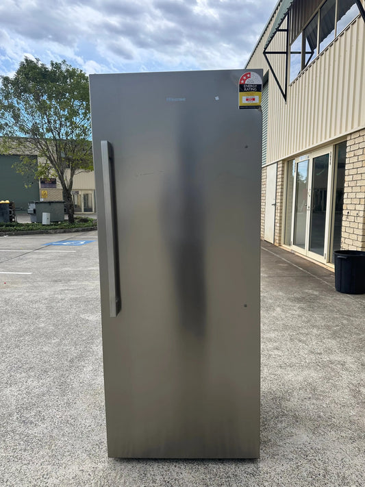 Factory  seconds Hisense HRVF384S 384L Single Door Fridge or Freezer Hybrid (Brushed Steel) | BRISBANE
