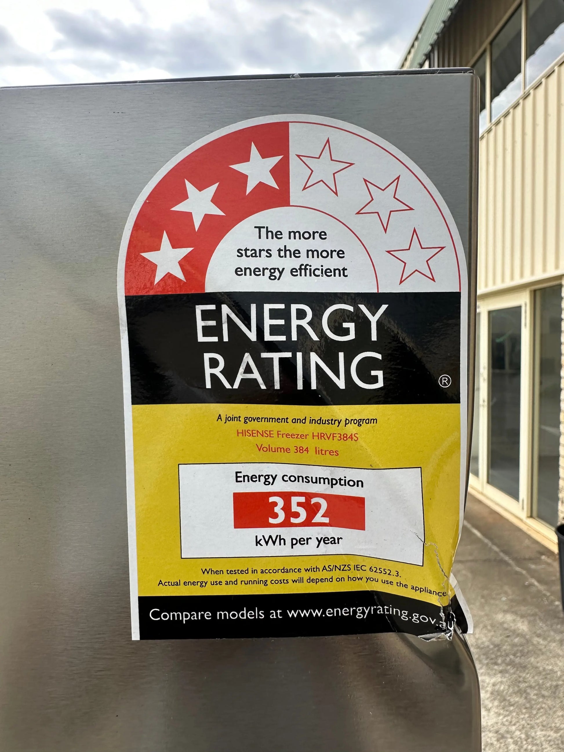 Factory  seconds Hisense HRVF384S 384L Single Door Fridge or Freezer Hybrid (Brushed Steel) | BRISBANE