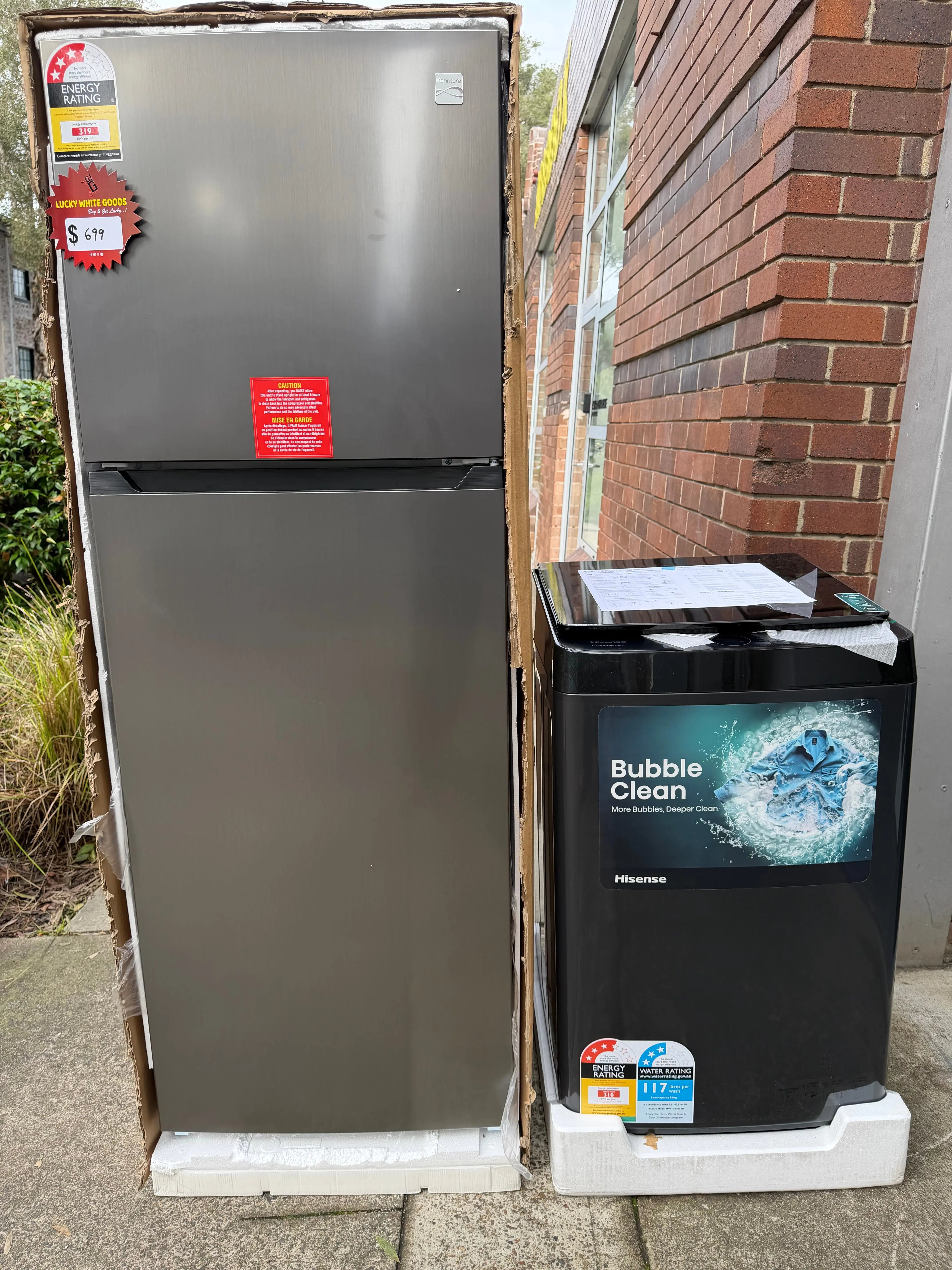 Factory seconds Kenmore 334 liters fridge freezer and factory seconds Hisense 8 kg washing machine | ALEXANDRIA