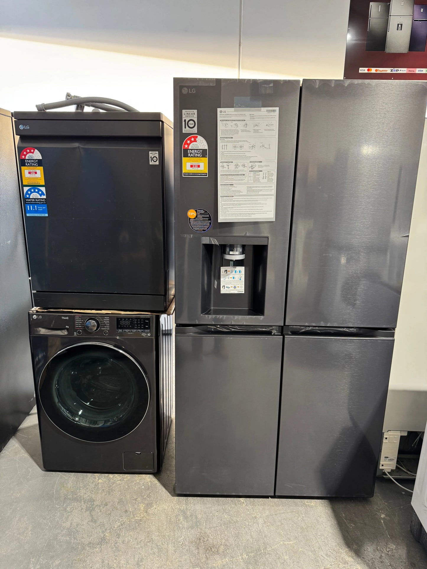 Factory seconds LG 636 fridge freezer, refurbished LG 15 place setting Dishwasher and refurbished LG 9kg washing machine | PERTH