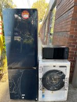 Factory seconds Samsung SRLX4100N 339L Bottom Mount Fridge + Beko BFLB8010W 8kg Washer + Panasonic 27L Microwave Combo | ALEXANDRIA