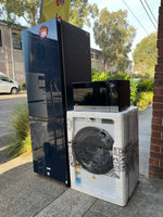Factory seconds Samsung SRLX4100N 339L Bottom Mount Fridge + Beko BFLB8010W 8kg Washer + Panasonic 27L Microwave Combo | ALEXANDRIA
