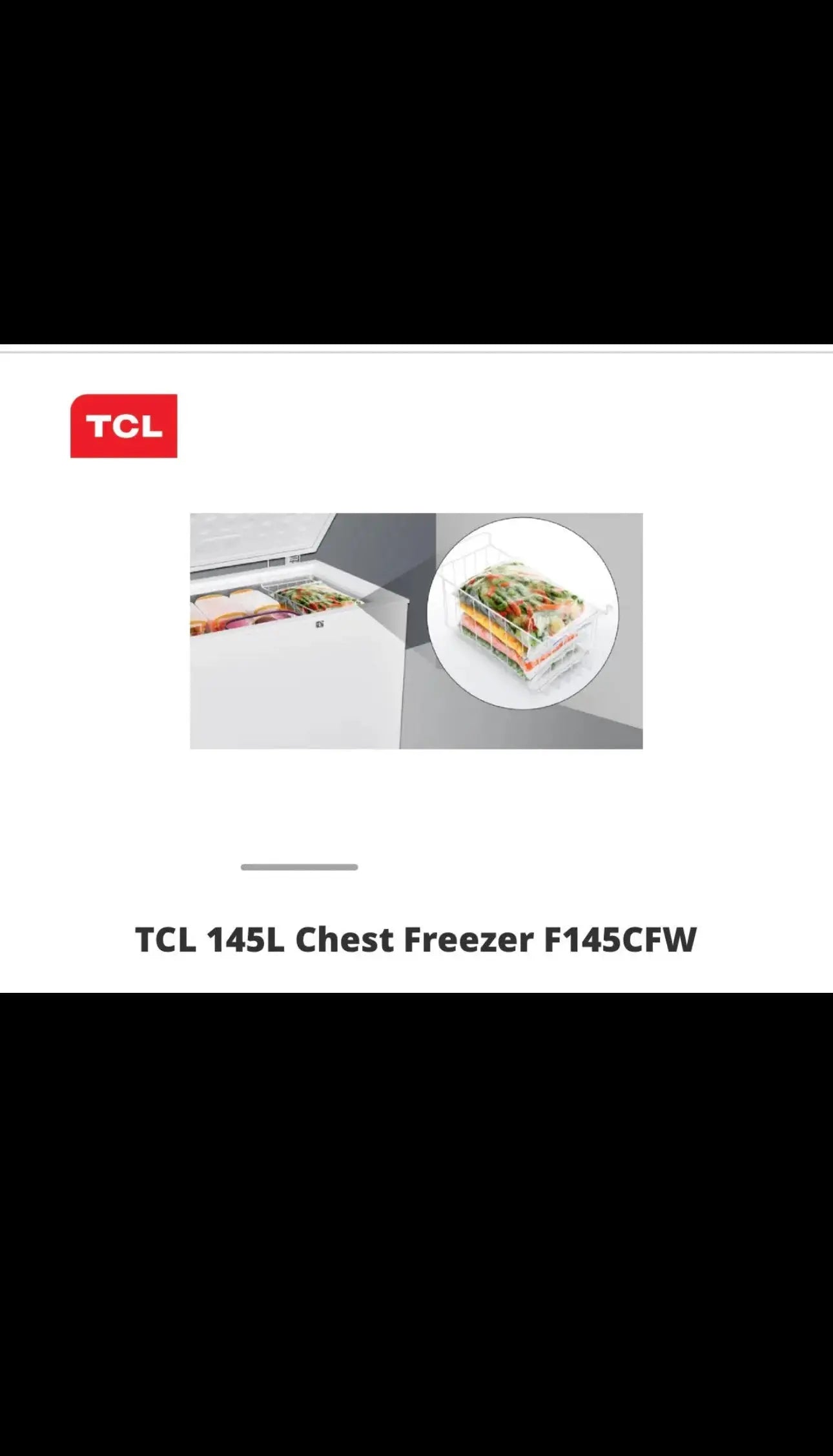 Factory seconds TCL 145L F145CFW White Chest Freezer | BRISBANE