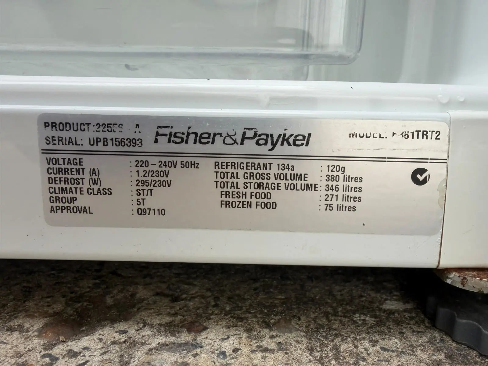 Fisher & Paykel 380L Fridge Freezer – Refurbished