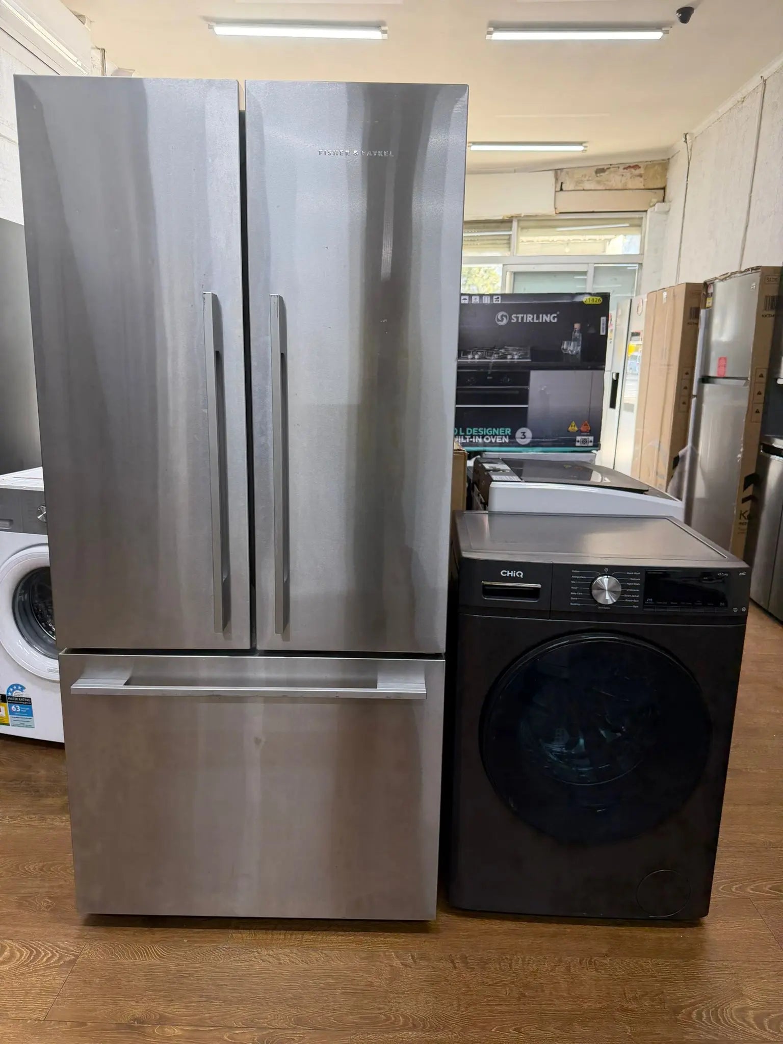 Fisher & Paykel 487L French Door Fridge + CHiQ 8.5kg Washer Combo – Refurbished | RESERVOIR