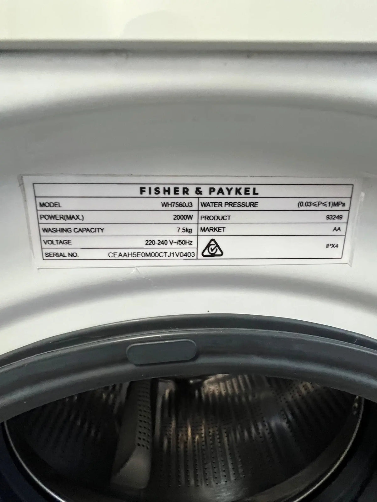 Fisher & Paykel Series 5 7.5kg Front Loader Washer – Refurbished | ADELAIDE