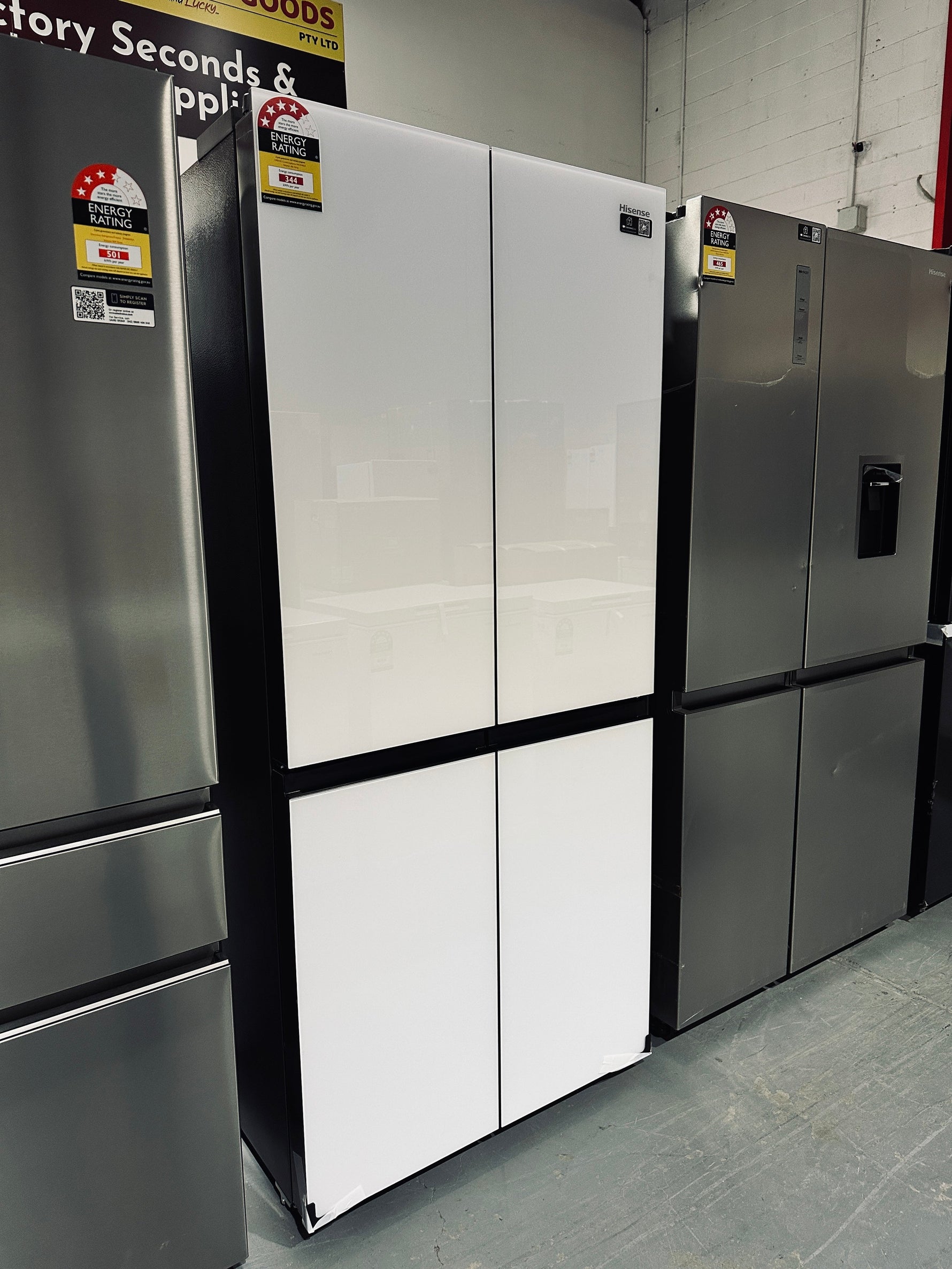Hisense 483L French Door Fridge Freezer – White Glass Finish | HRCD483G | ADELAIDE