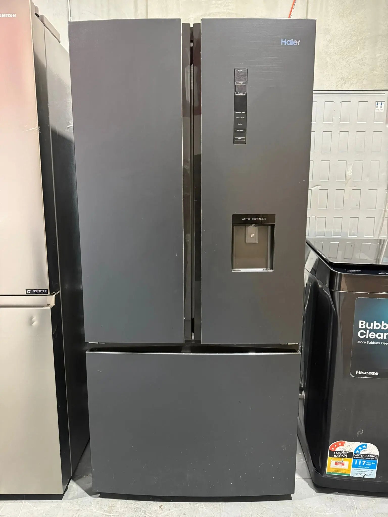 Haier 489L French Door Fridge Freezer + Hisense 8kg Top Load Washer (Refurbished) – Combo Deal | MELBOURNE