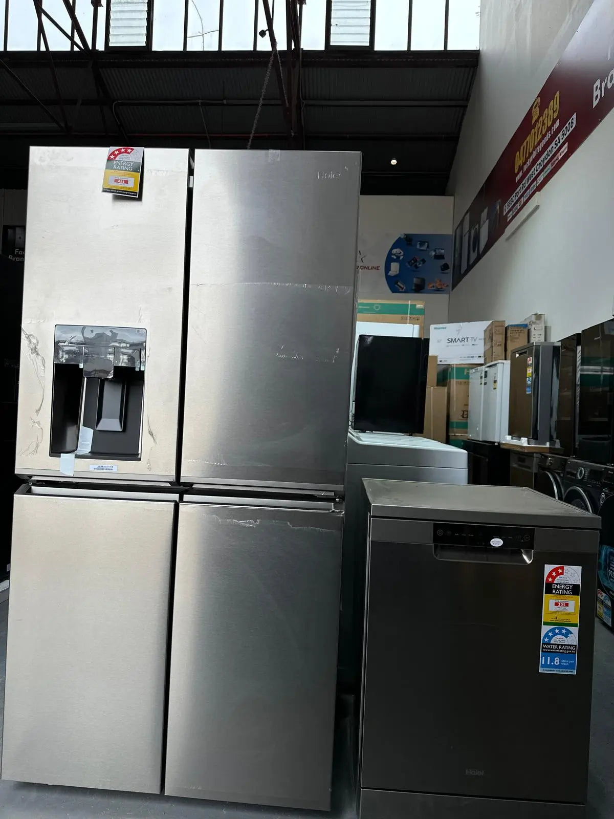 Haier 609L Quad Door Fridge Freezer + Haier 15 Place Dishwasher Combo – Factory Seconds | ADELAIDE