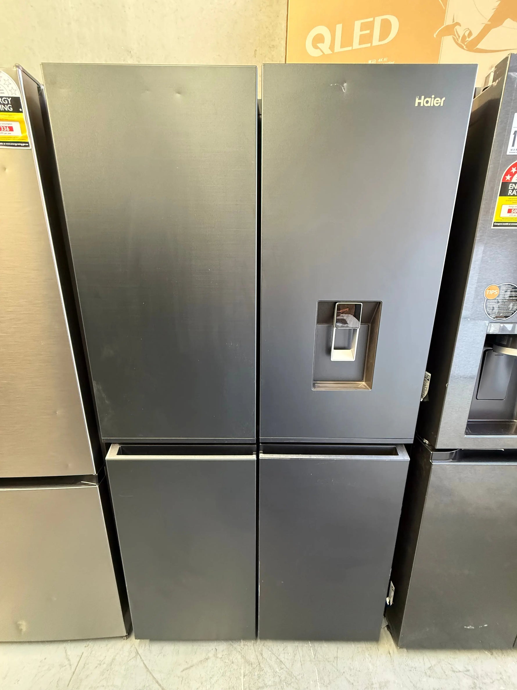 Haier 623L Quad Door Refrigerator with Ice and Water Black HRF680YPC | MELBOURNE