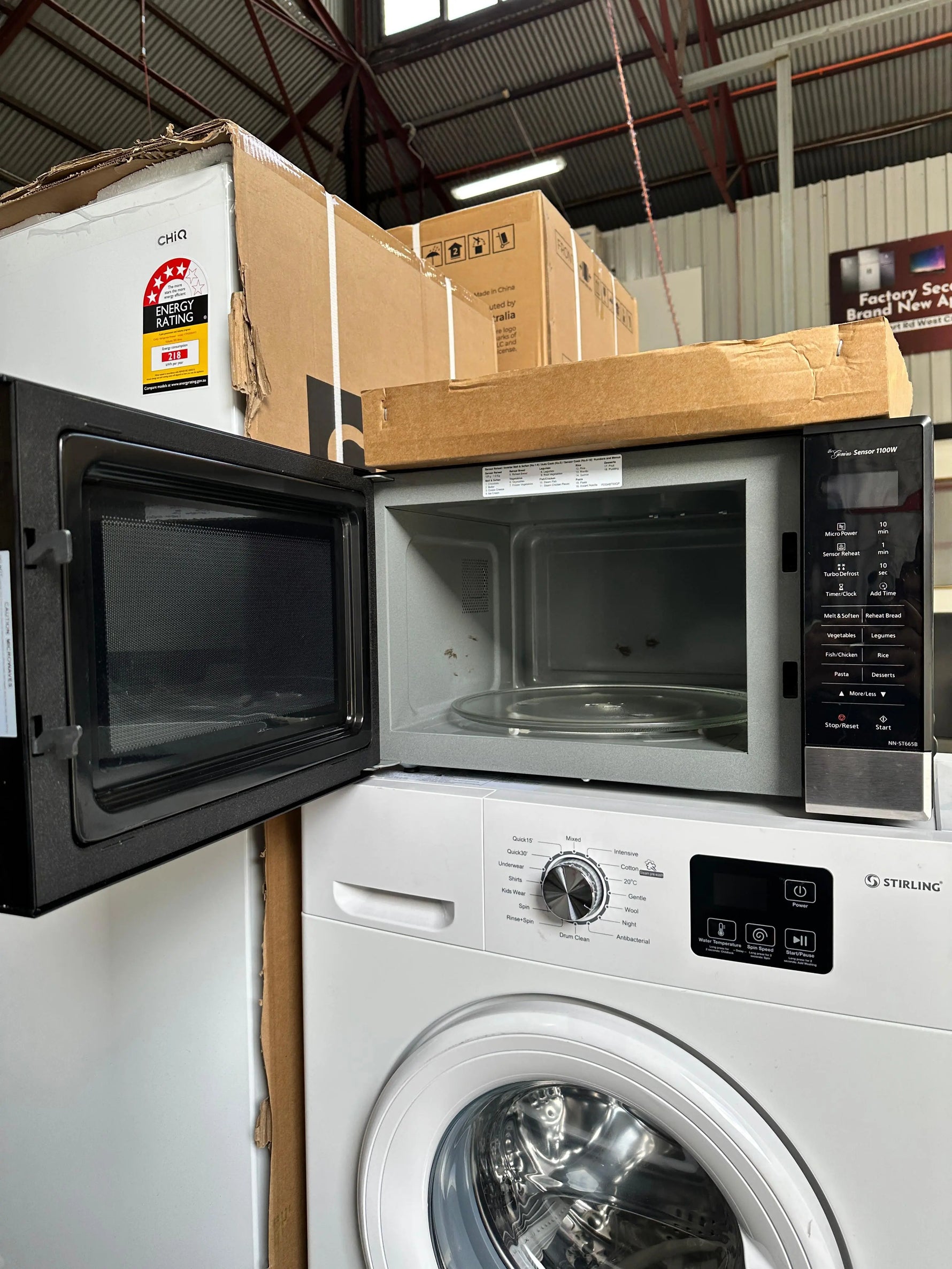 HiQ 202L Fridge, Stirling 6kg Washer, Panasonic Microwave & Wall Clock Combo | ADELAIDE